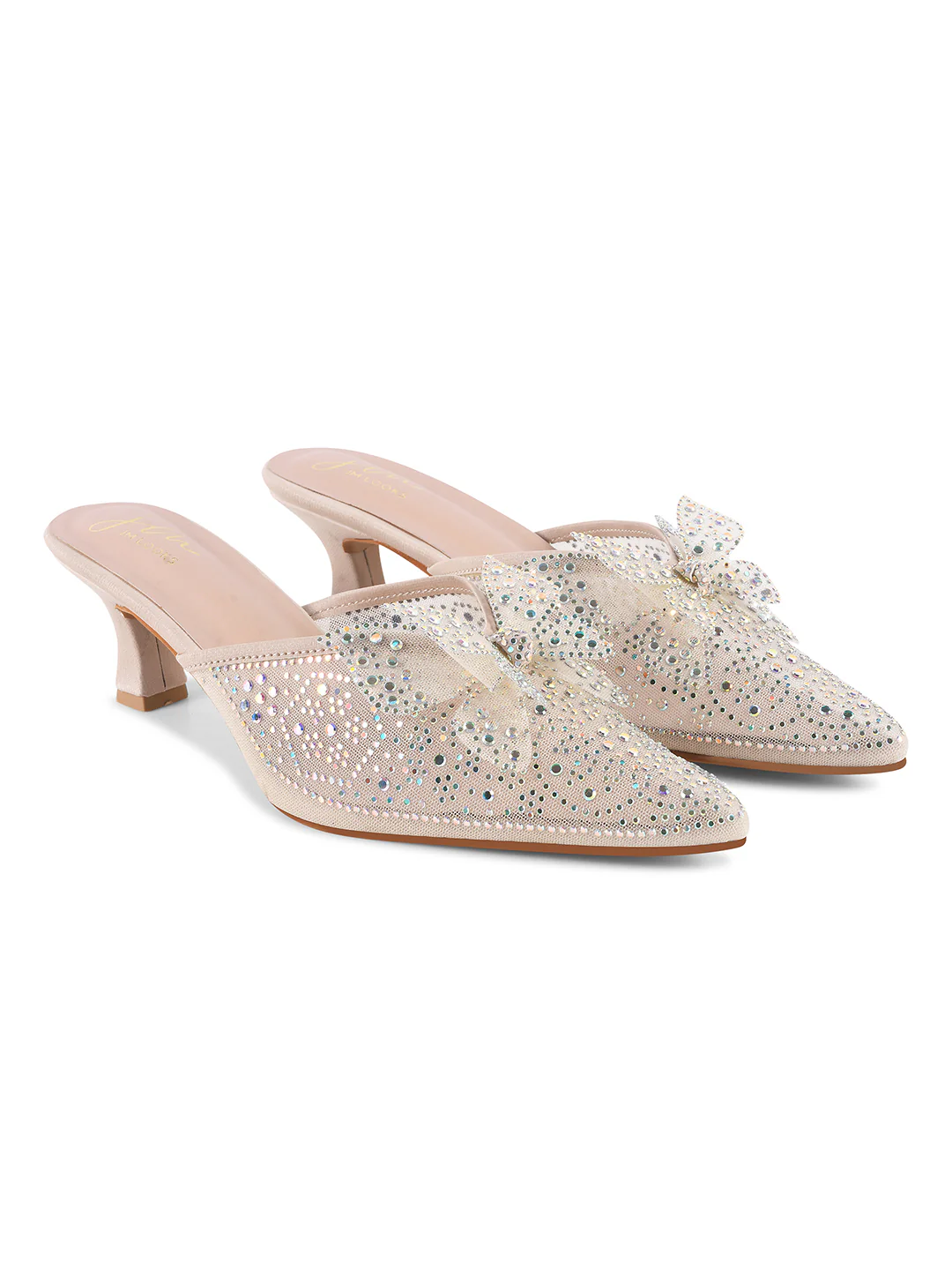 Rhinestone Bowknot Heeled Mules - Image 5
