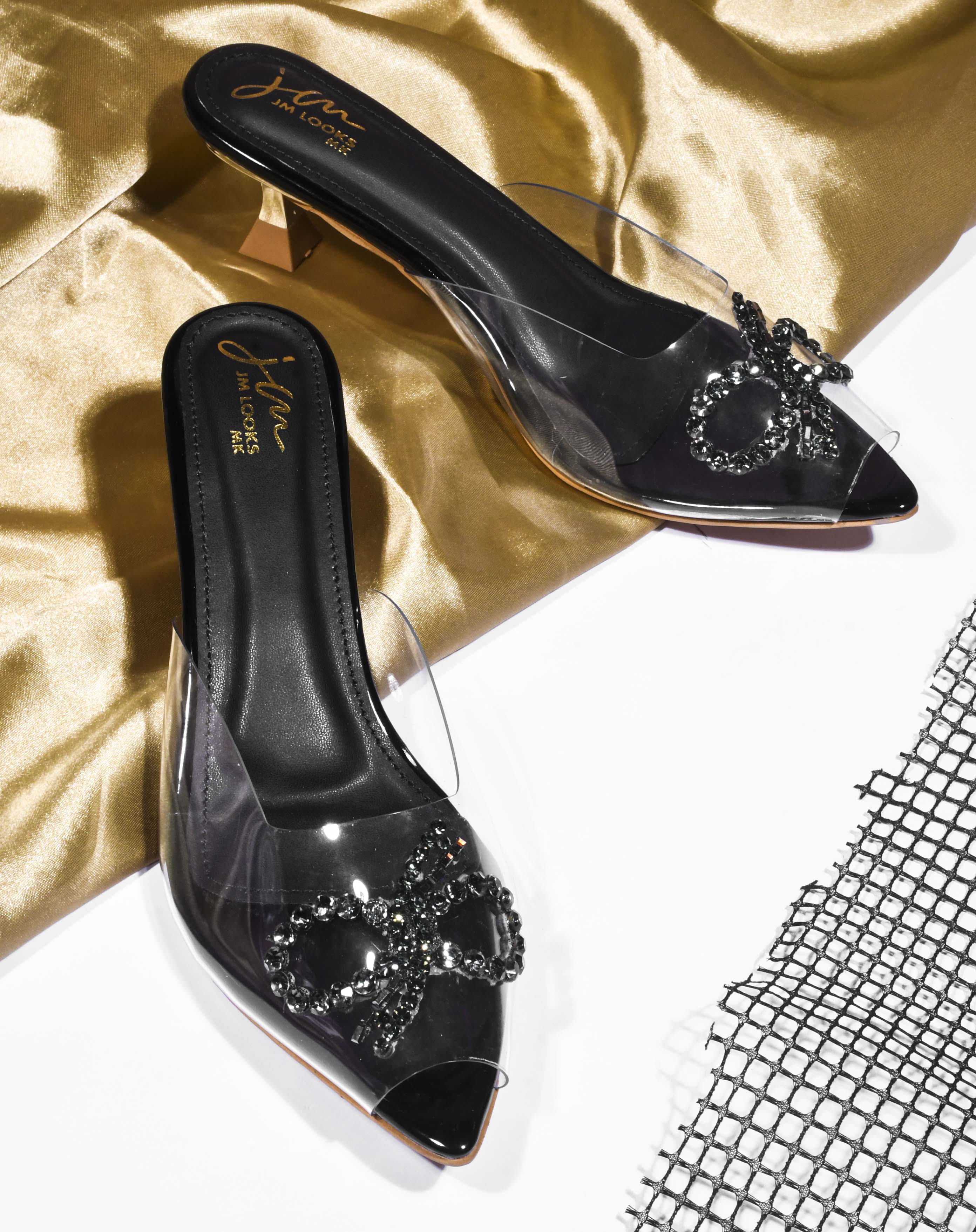 Jm Looks Women's Embellished Clear Strap Heels - Image 2