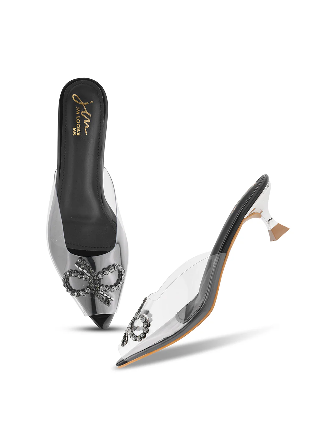 Jm Looks Women's Embellished Clear Strap Heels - Image 5