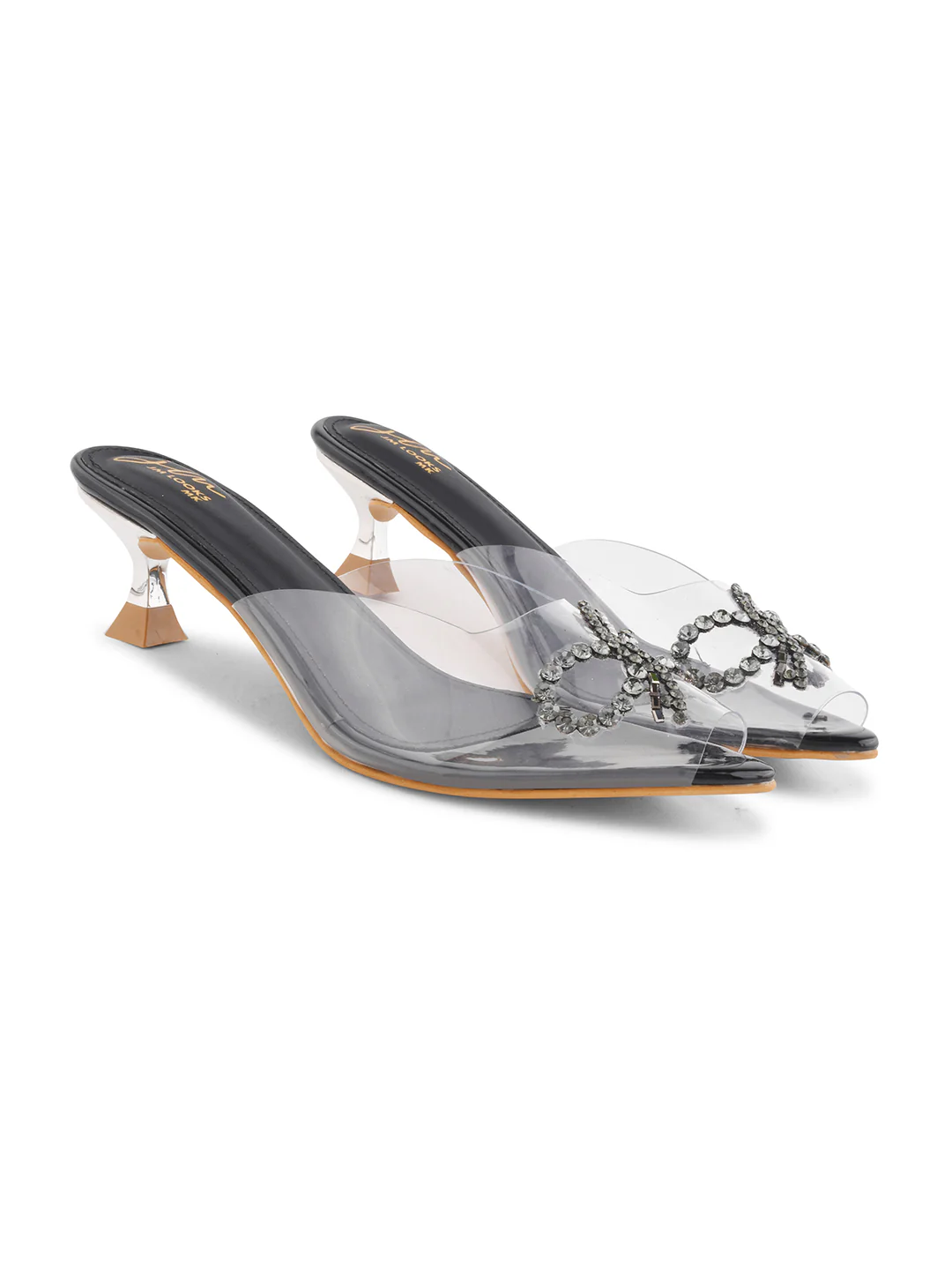 Jm Looks Women's Embellished Clear Strap Heels - Image 6