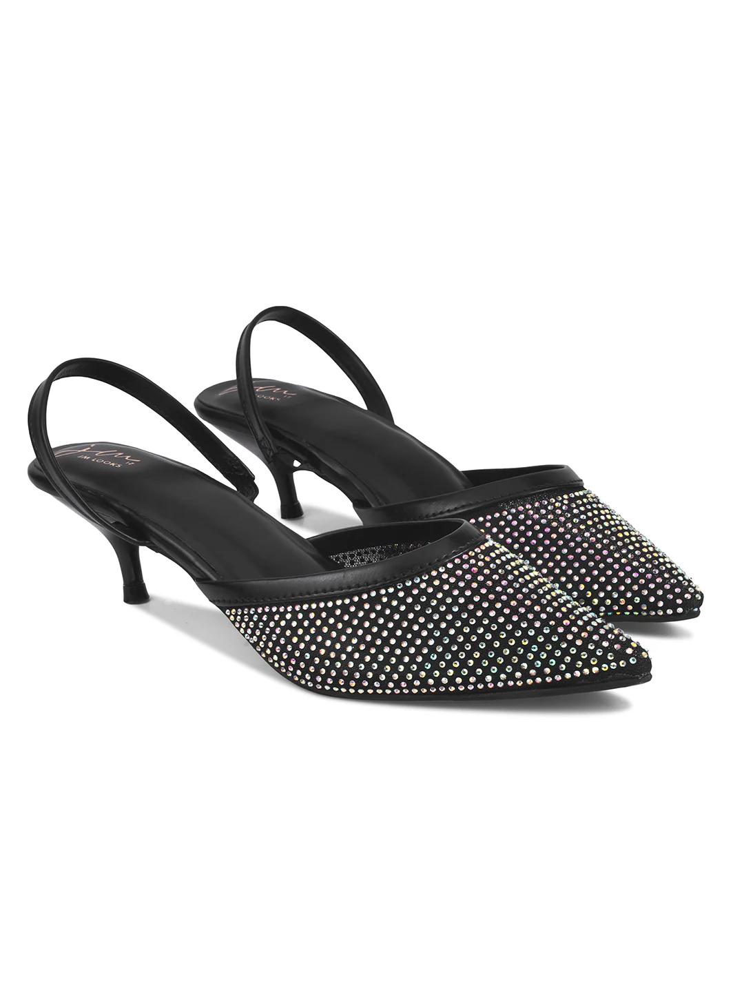 Rhinestone Embellished Pointed-Toe Kitten Heel Slingbacks - Image 11