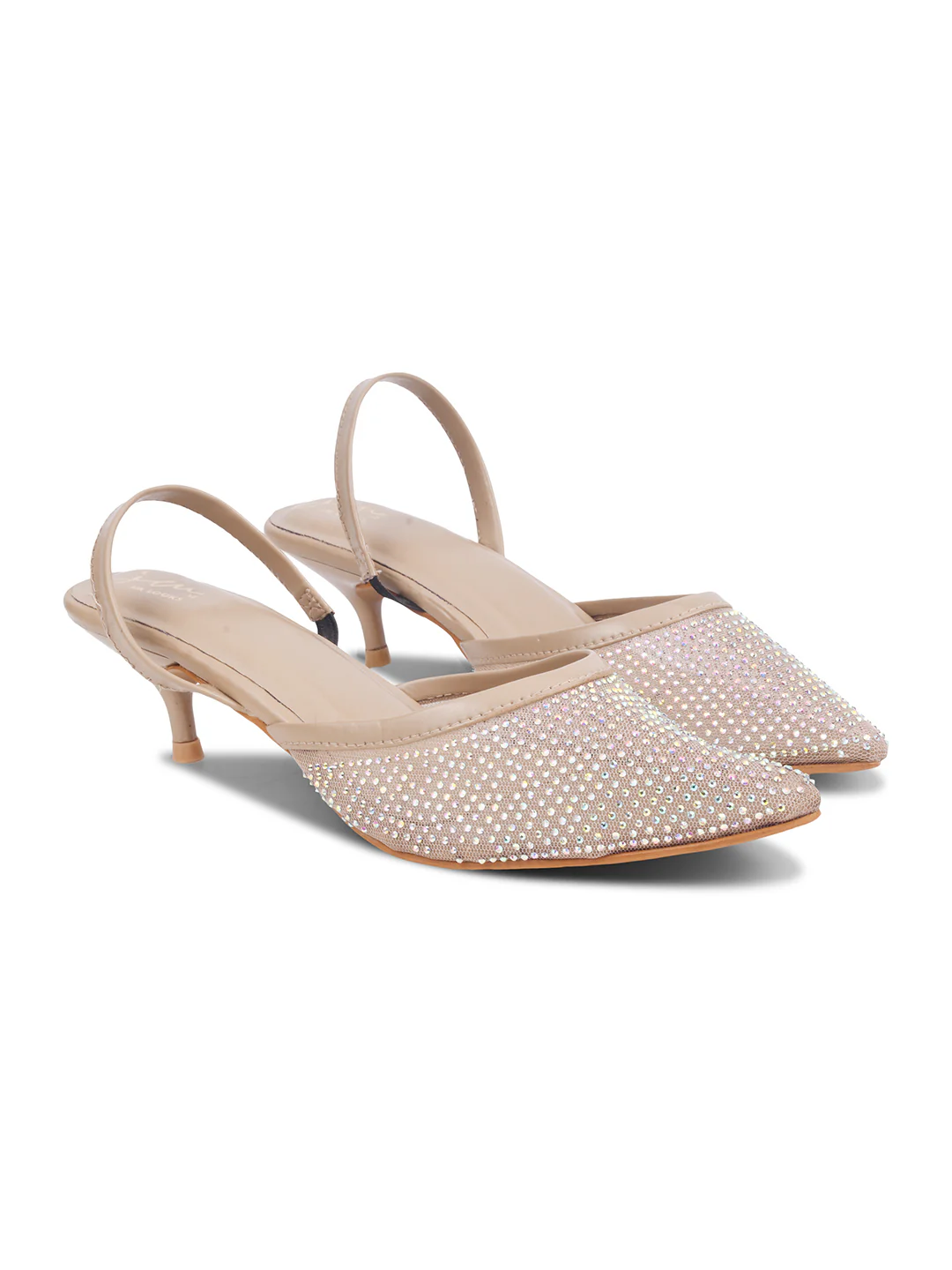 Rhinestone Embellished Pointed-Toe Kitten Heel Slingbacks - Image 5