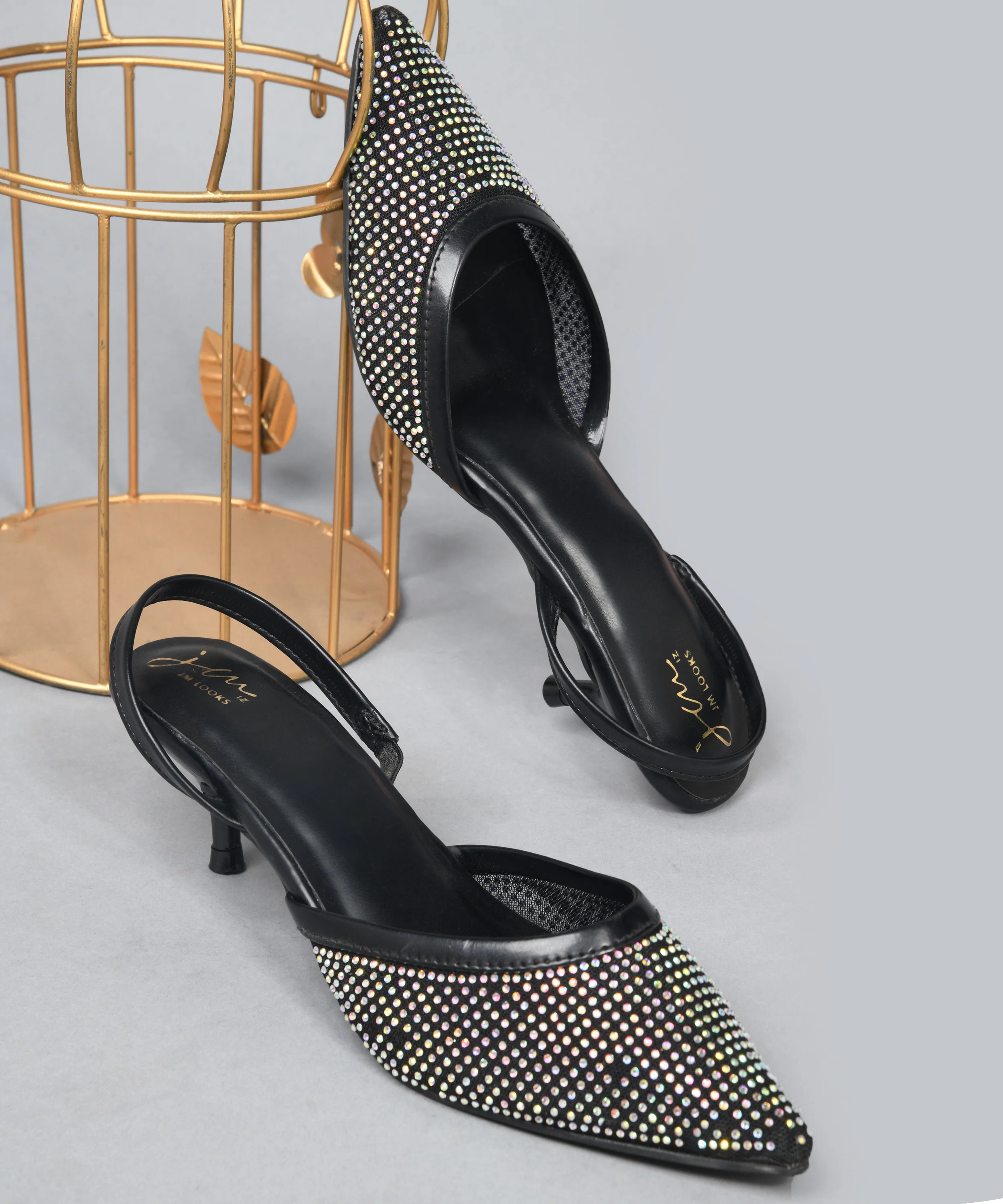 Rhinestone Embellished Pointed-Toe Kitten Heel Slingbacks - Image 9