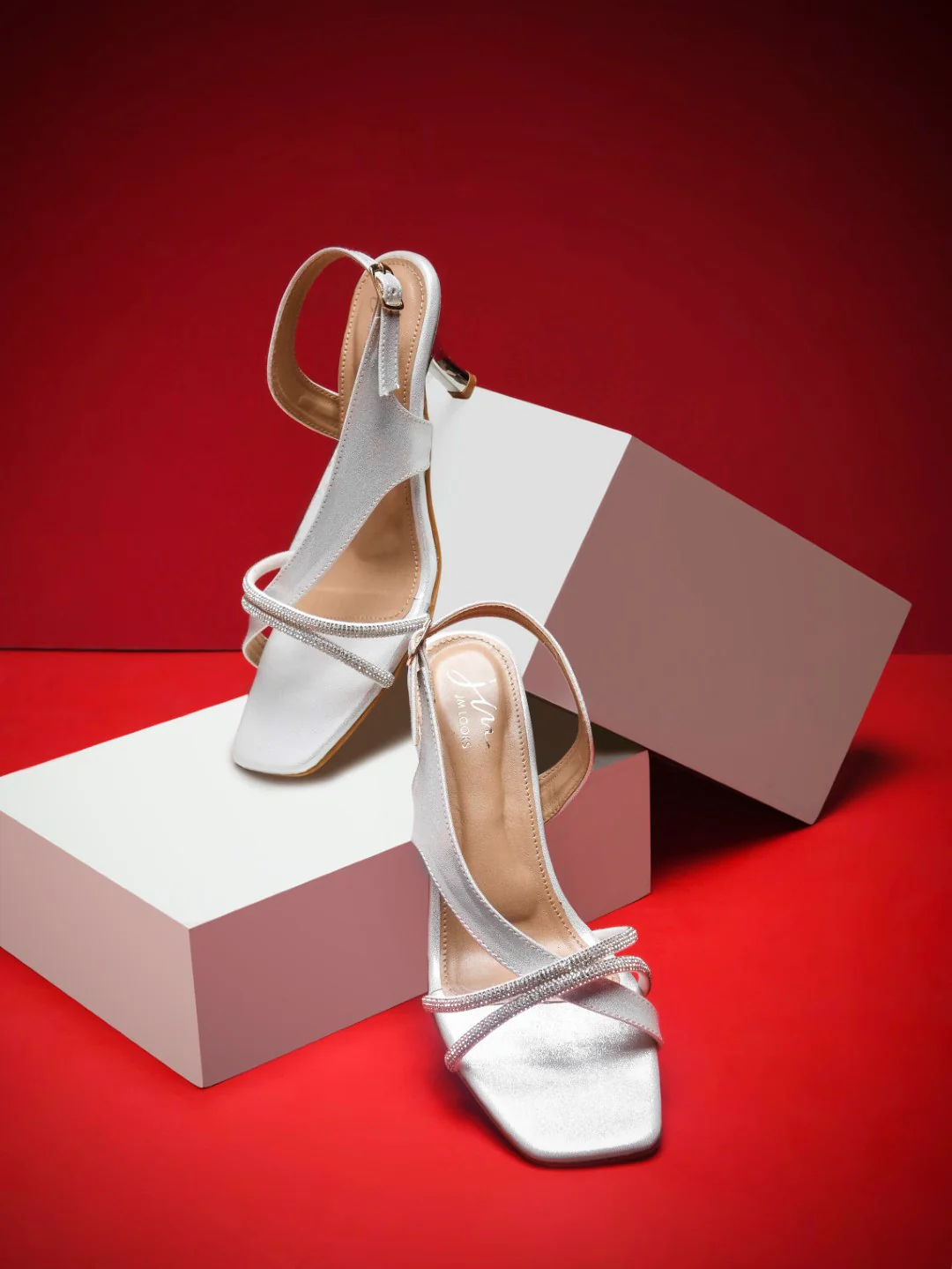Rhinestone Slingback Block Heel Sandals - Image 8