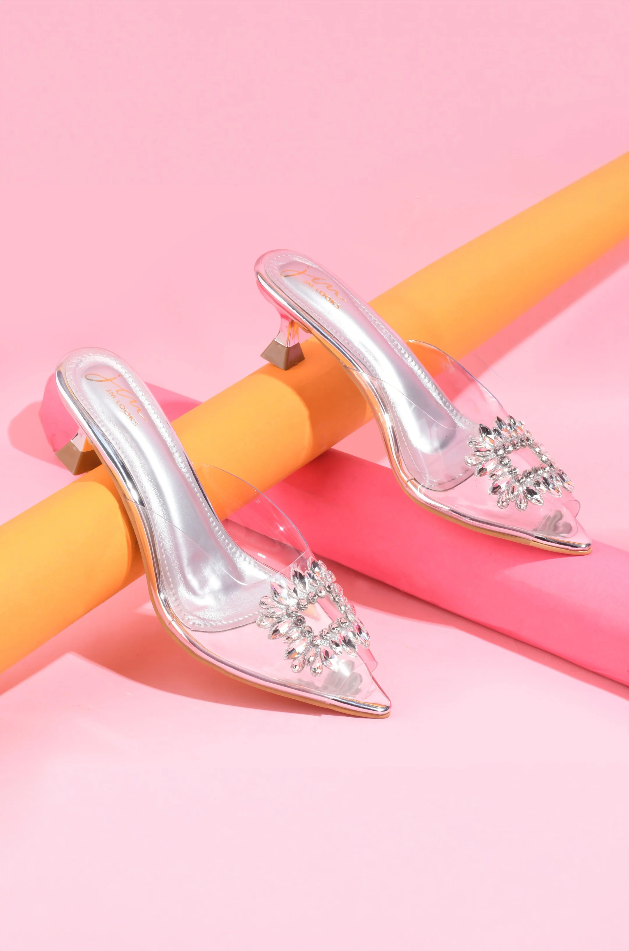 Rhinestone Transparent Low Heels - Image 13