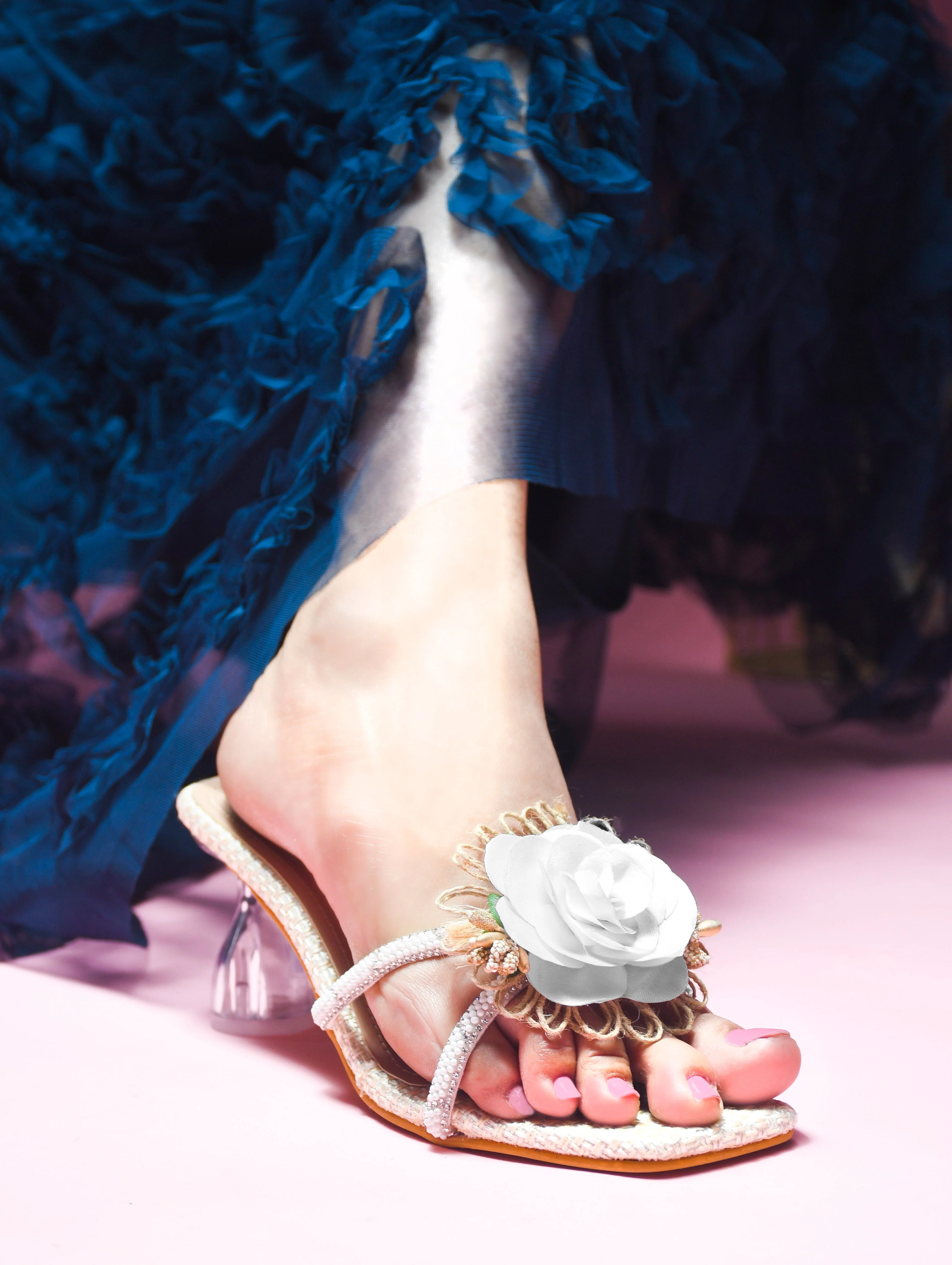Jm Looks Floral Embellished Square Toe Heels - Image 10