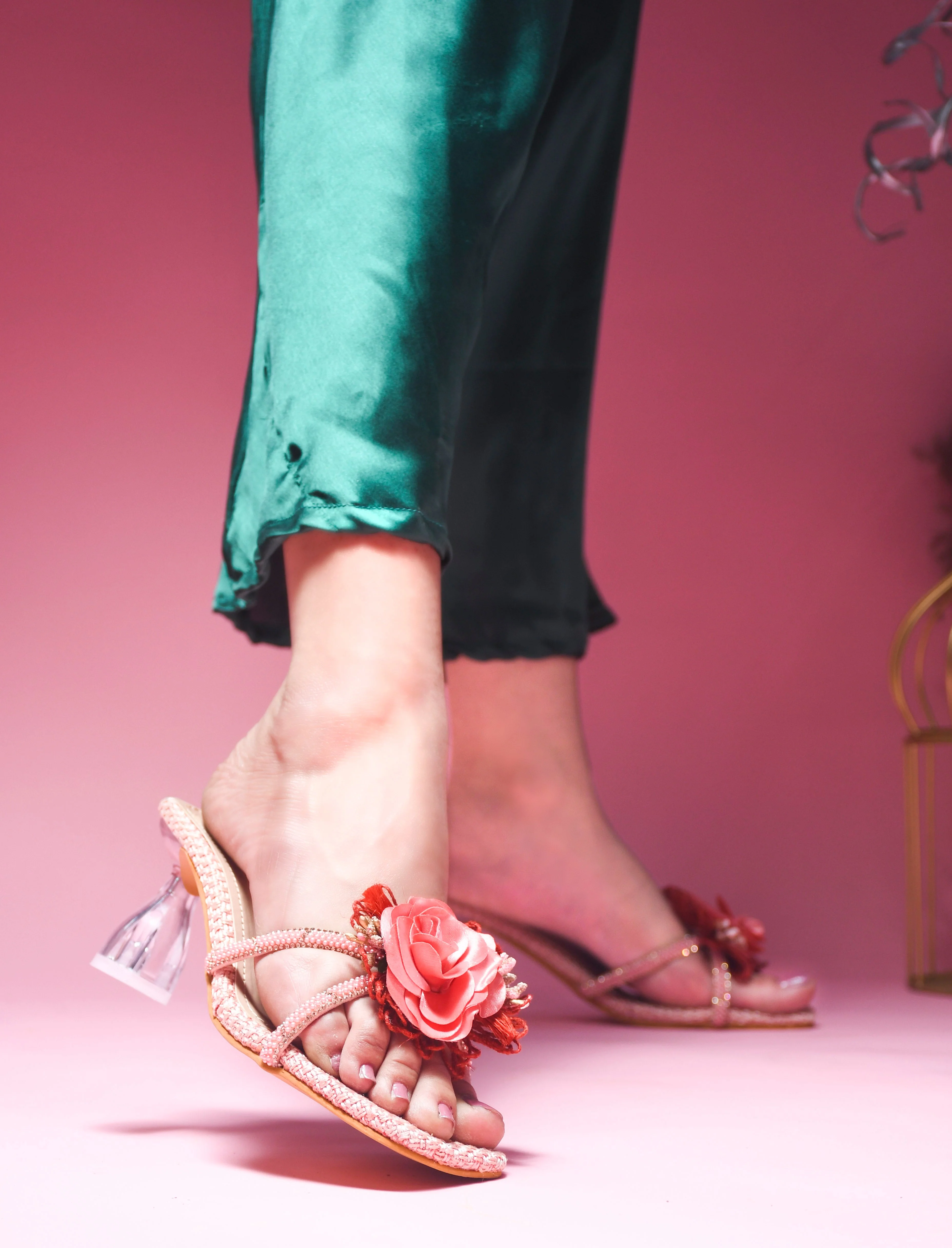 Jm Looks Floral Embellished Square Toe Heels - Image 14