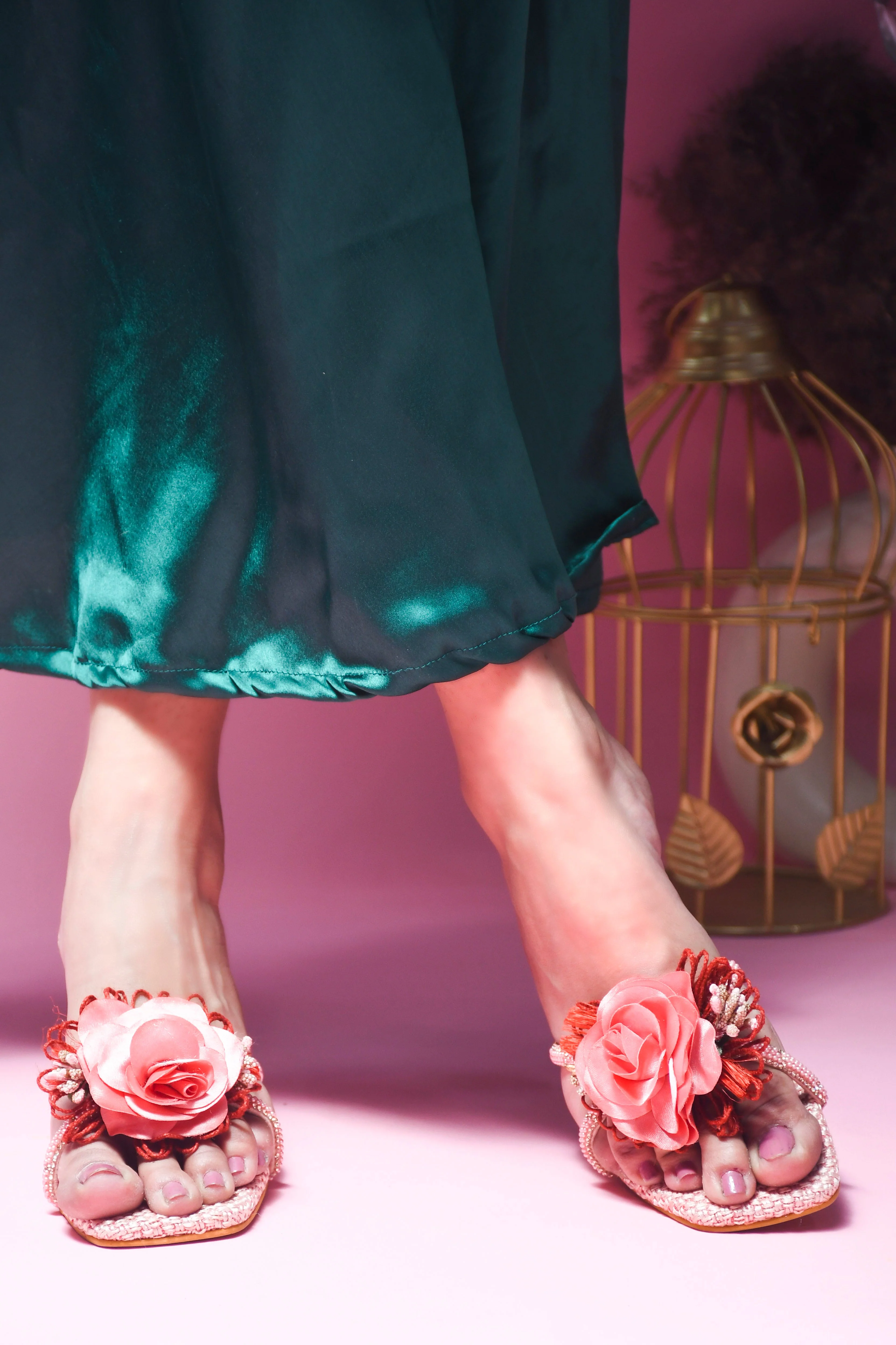 Jm Looks Floral Embellished Square Toe Heels - Image 15