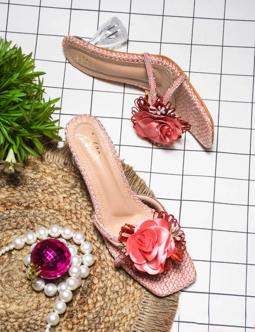 Jm Looks Floral Embellished Square Toe Heels - Image 16
