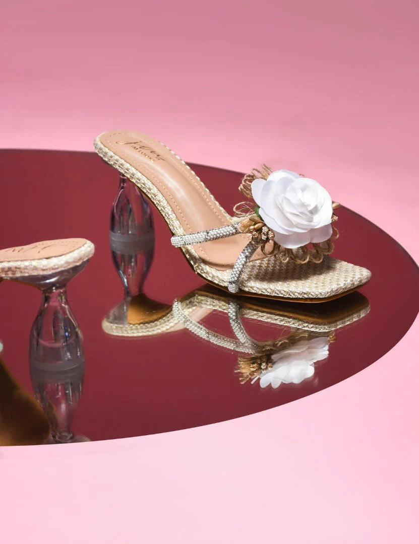 Jm Looks Floral Embellished Square Toe Heels - Image 7