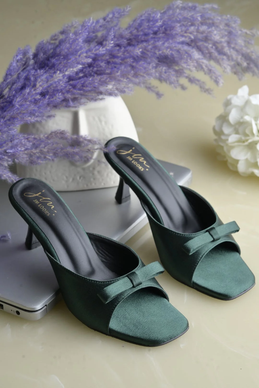 JM Looks Bow Detail Heeled Mules - Image 3