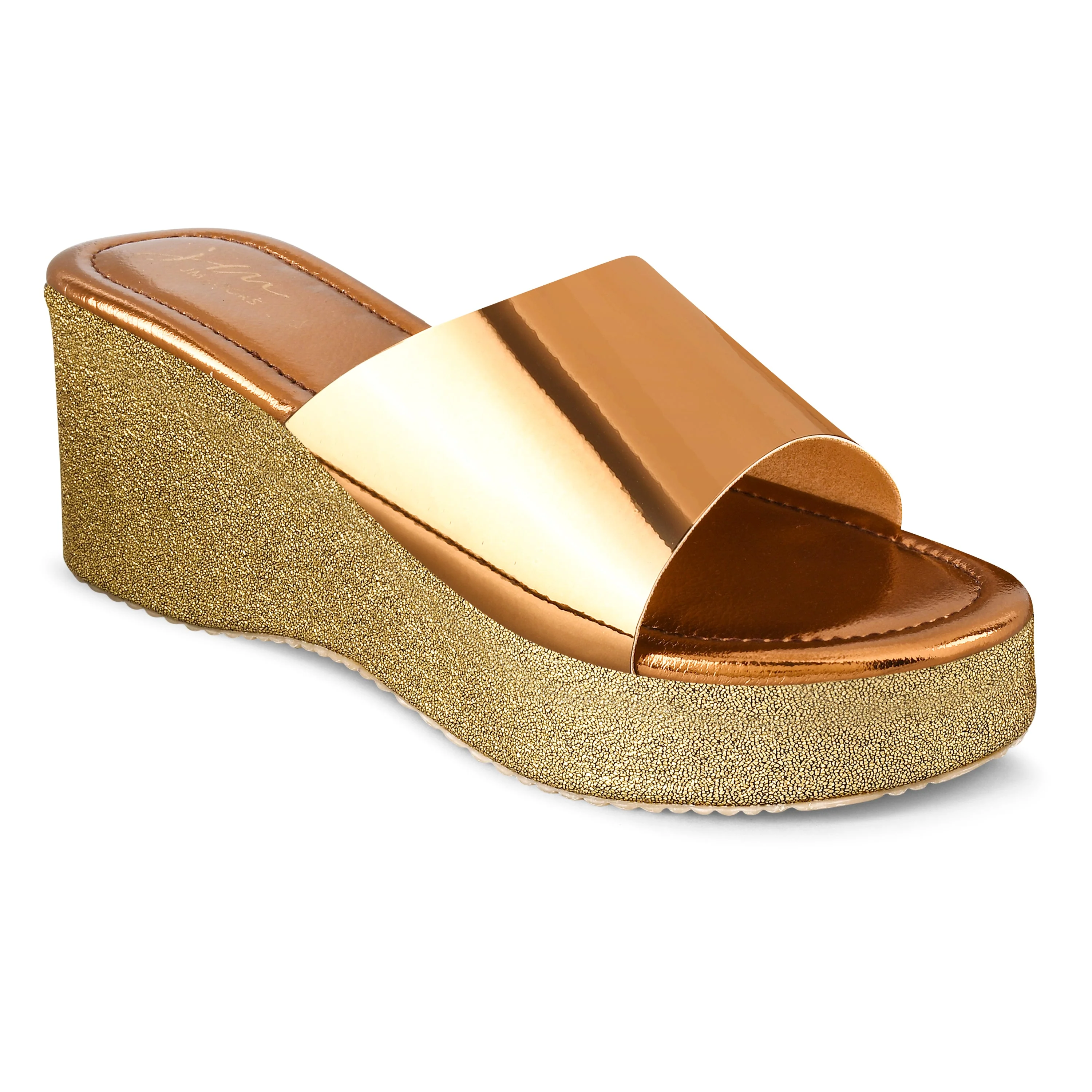 Jm Looks Metallic Slide Wedge Heels for Women & Girls - Image 7