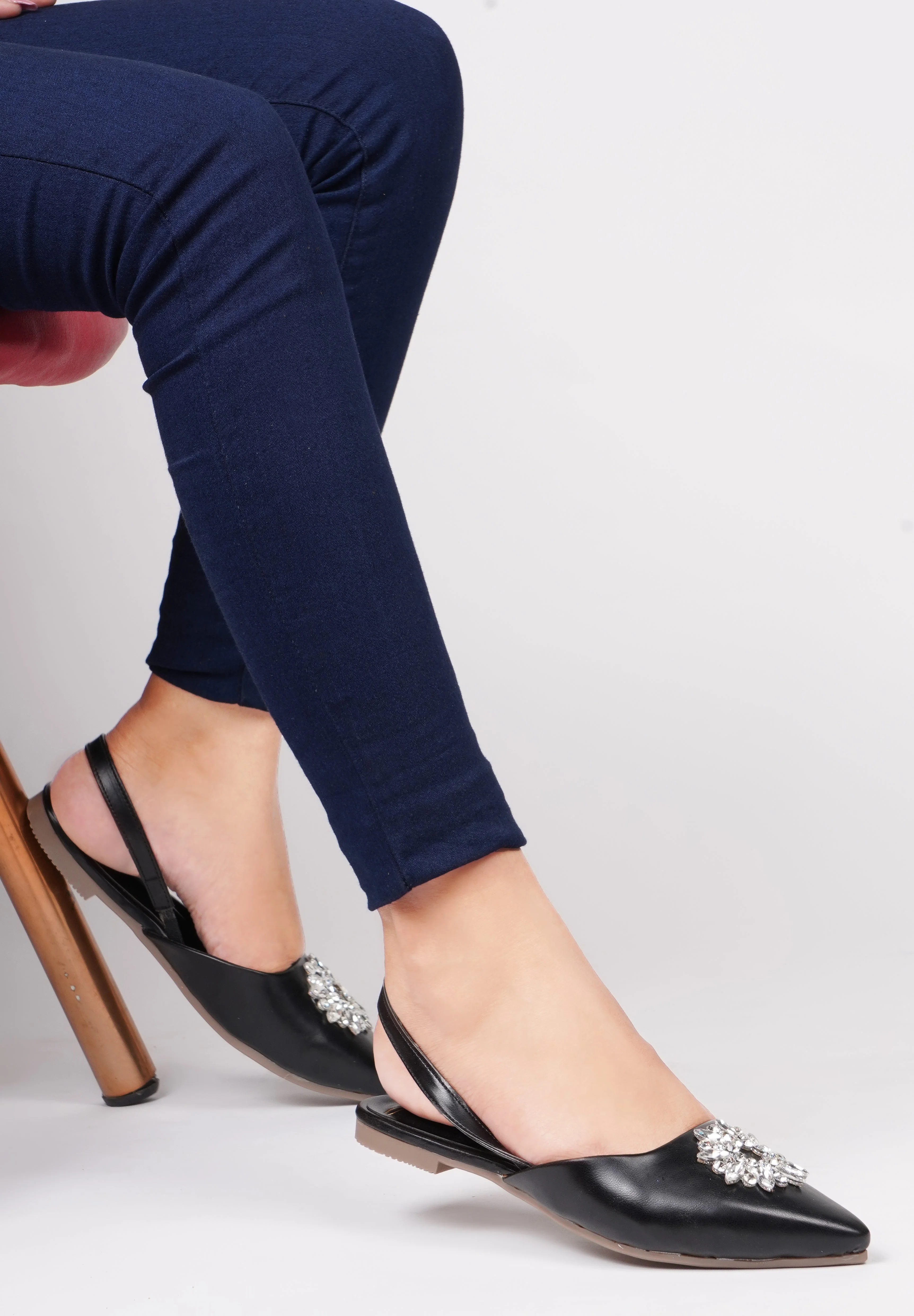 Slingback Bellie Flat Sandal With Rhinestones - Image 2