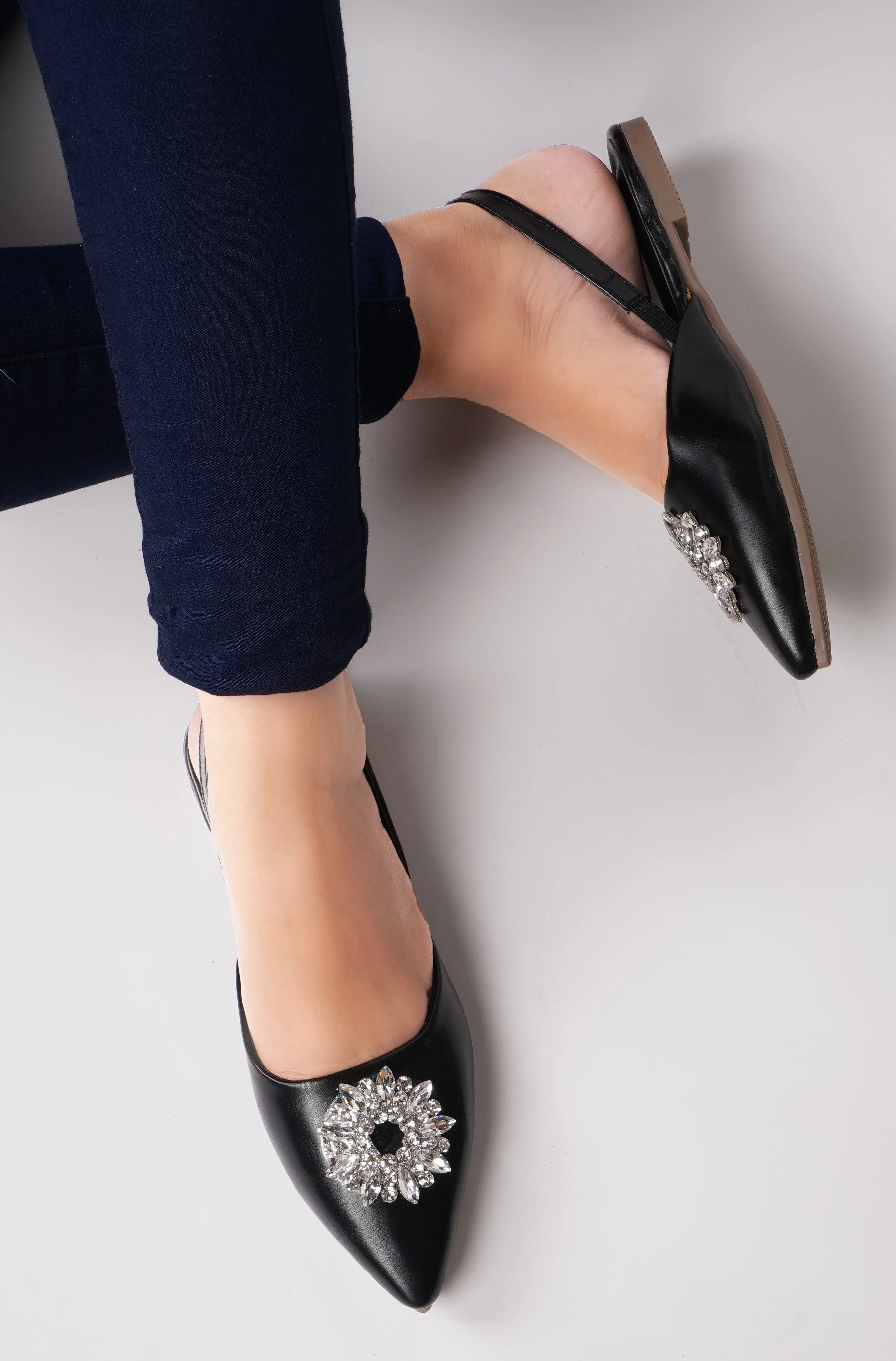Slingback Bellie Flat Sandal With Rhinestones - Image 3
