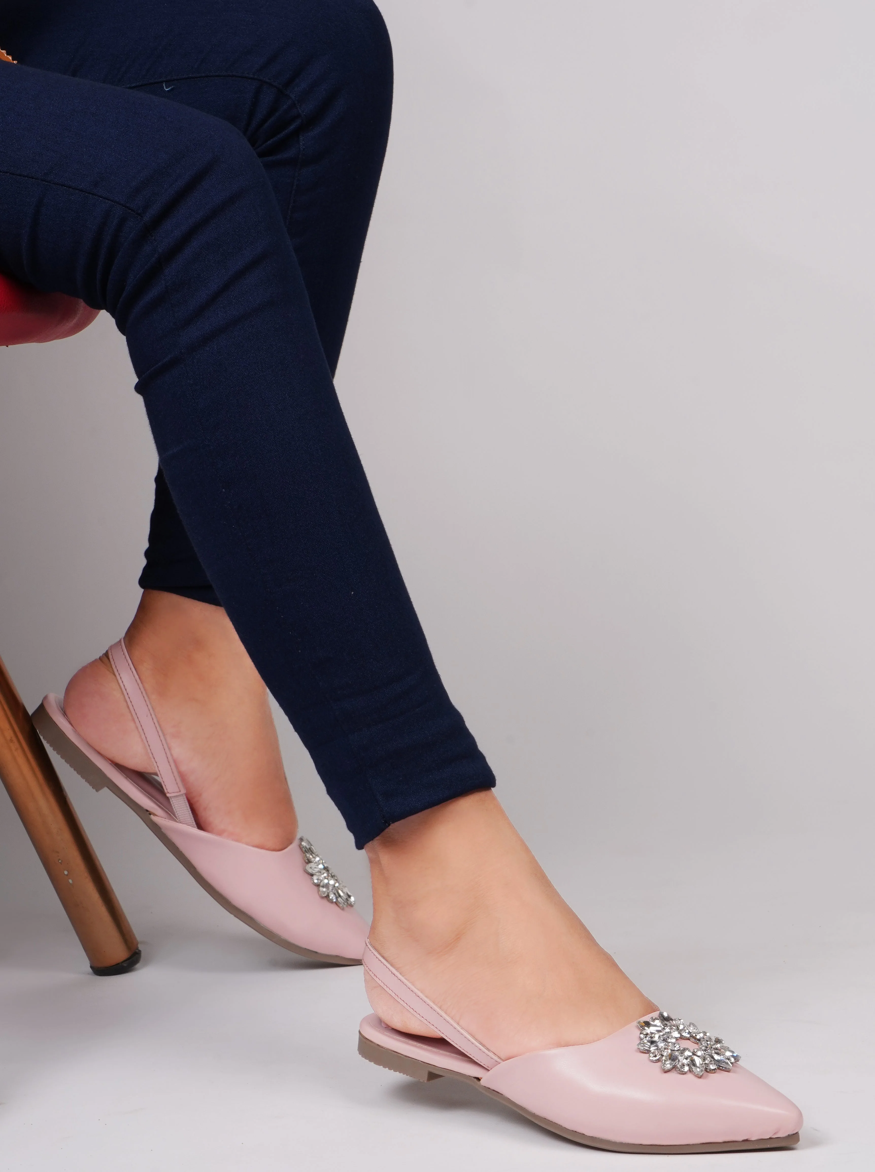 Slingback Bellie Flat Sandal With Rhinestones - Image 8