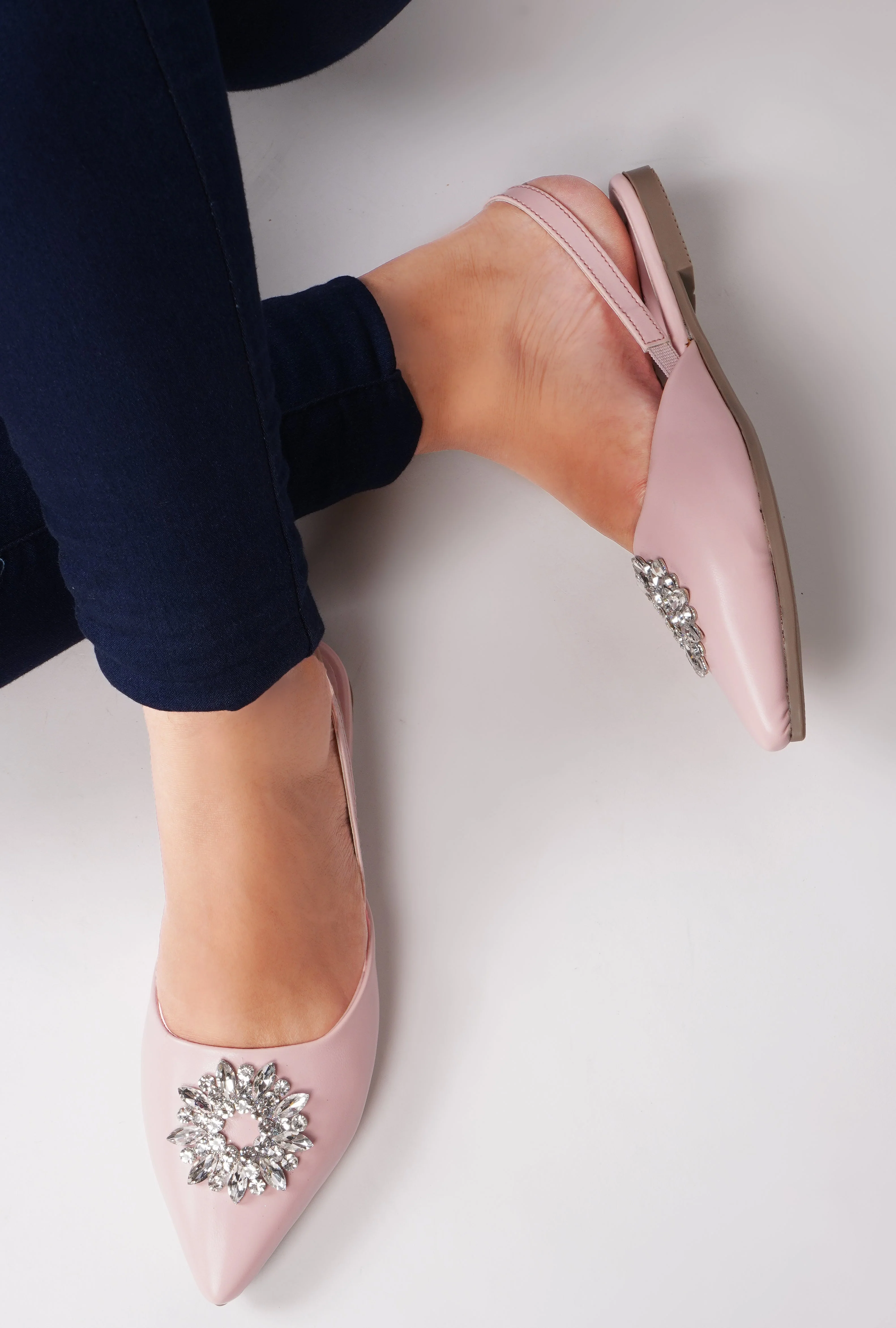 Slingback Bellie Flat Sandal With Rhinestones - Image 9