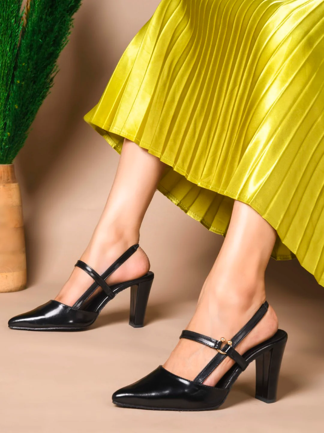 Slingback Block Heel Pumps