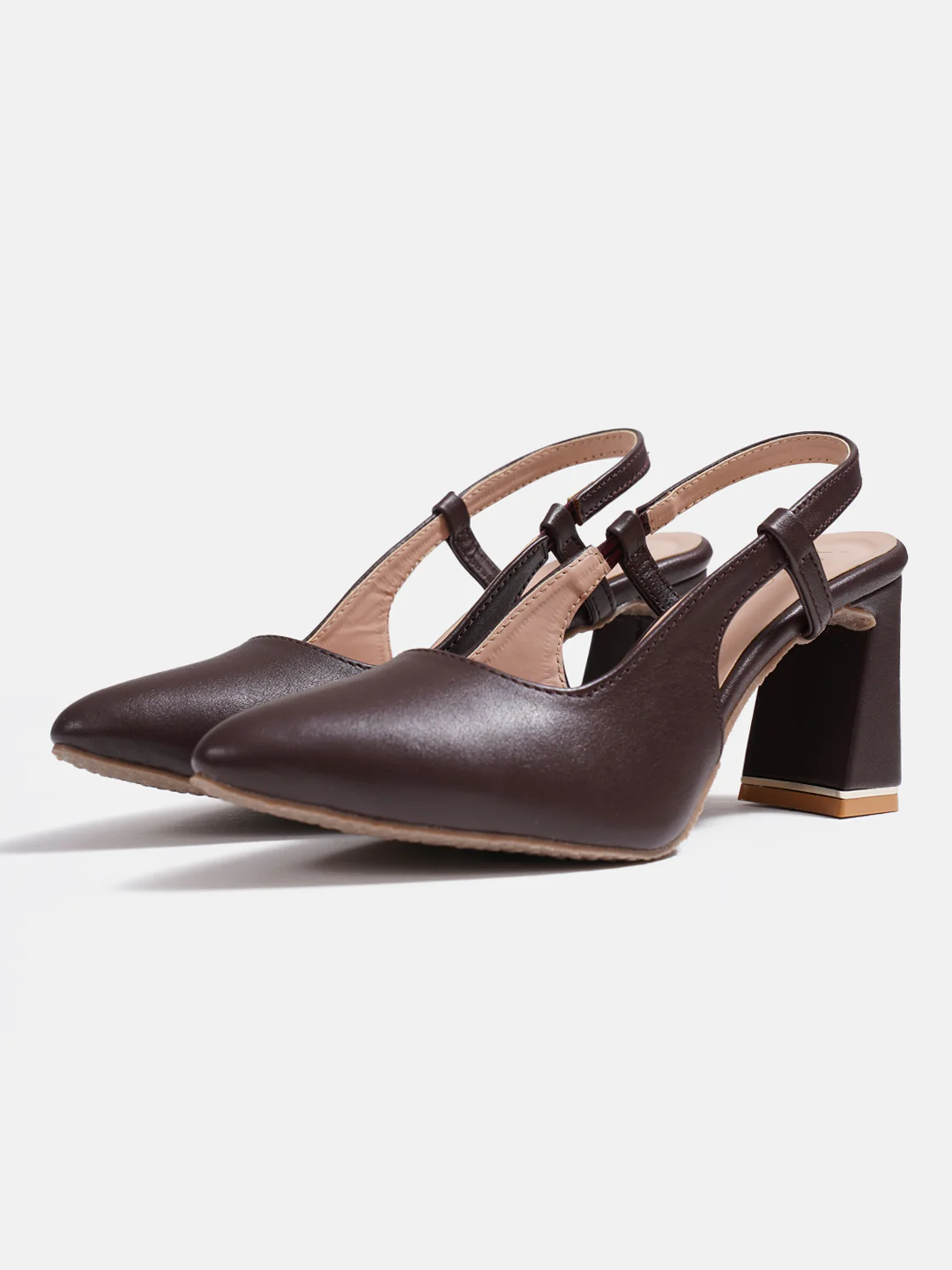 Slingback Block Heel Pumps with Pointed Toe - Image 11
