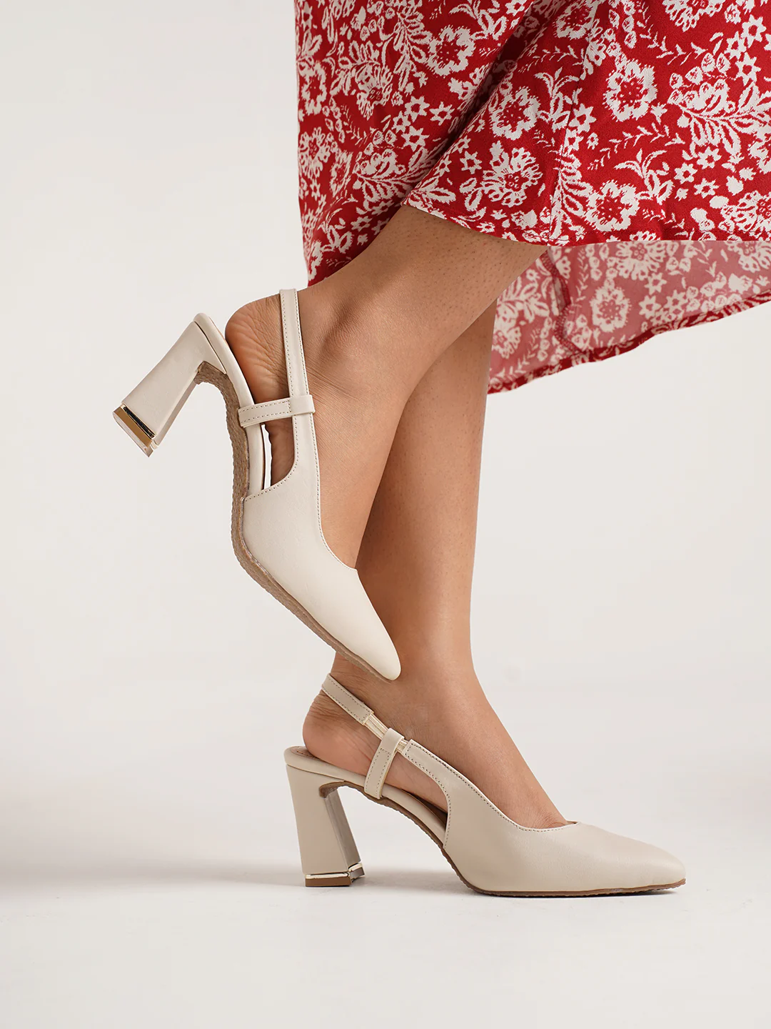 Slingback Block Heel Pumps with Pointed Toe - Image 13