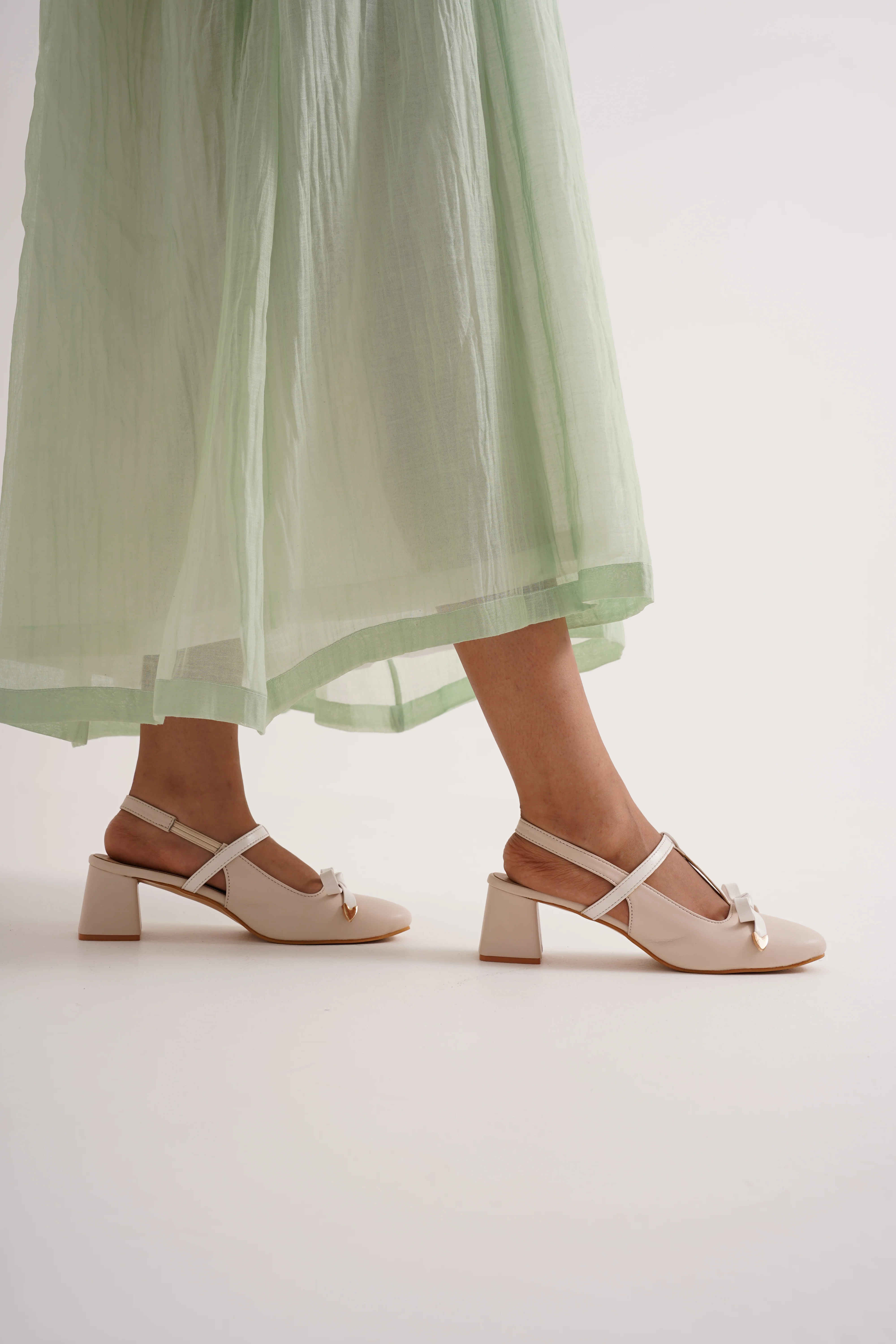 Slingback Block Heels with Bow Detailing - Image 3