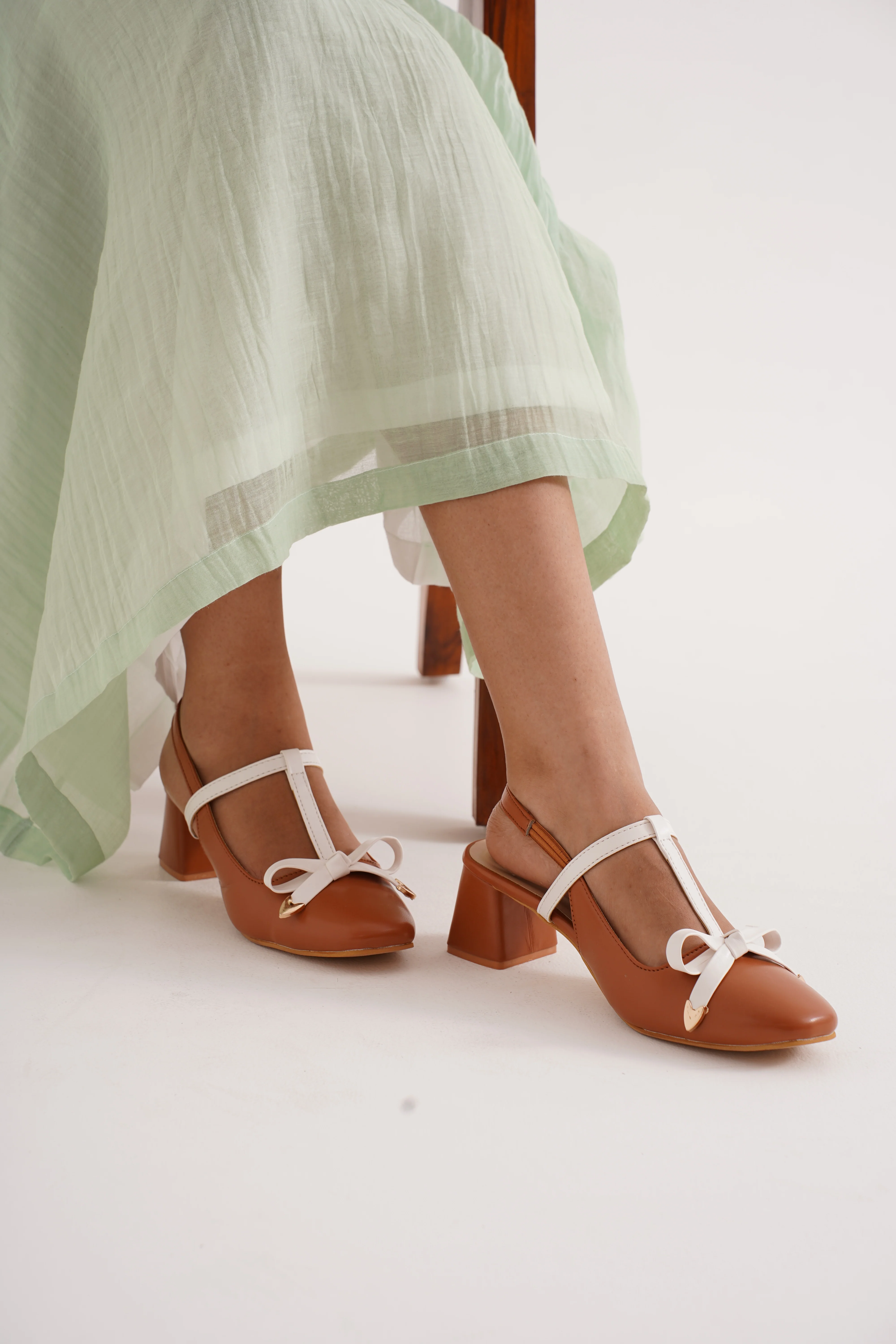 Slingback Block Heels with Bow Detailing - Image 5