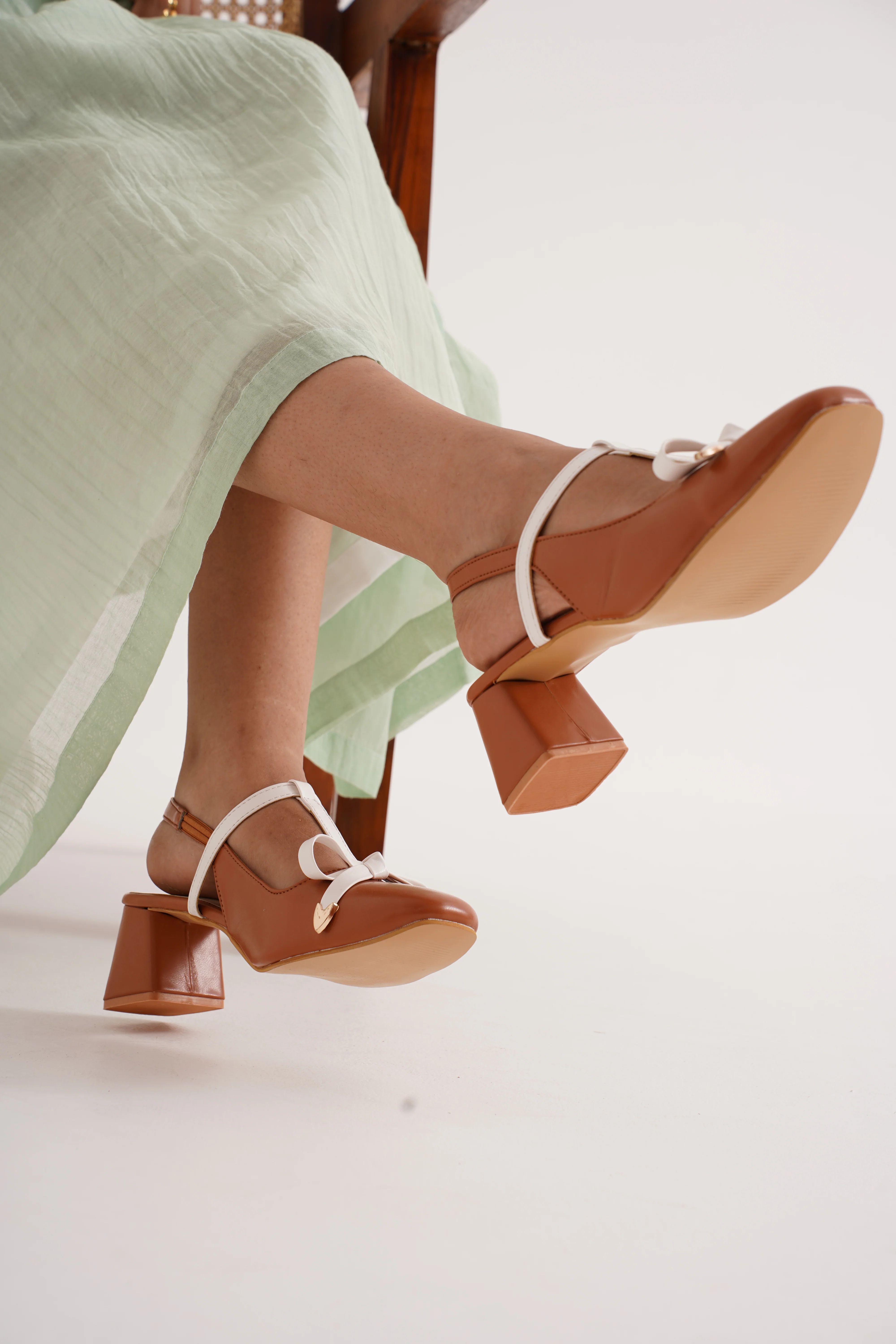 Slingback Block Heels with Bow Detailing - Image 9