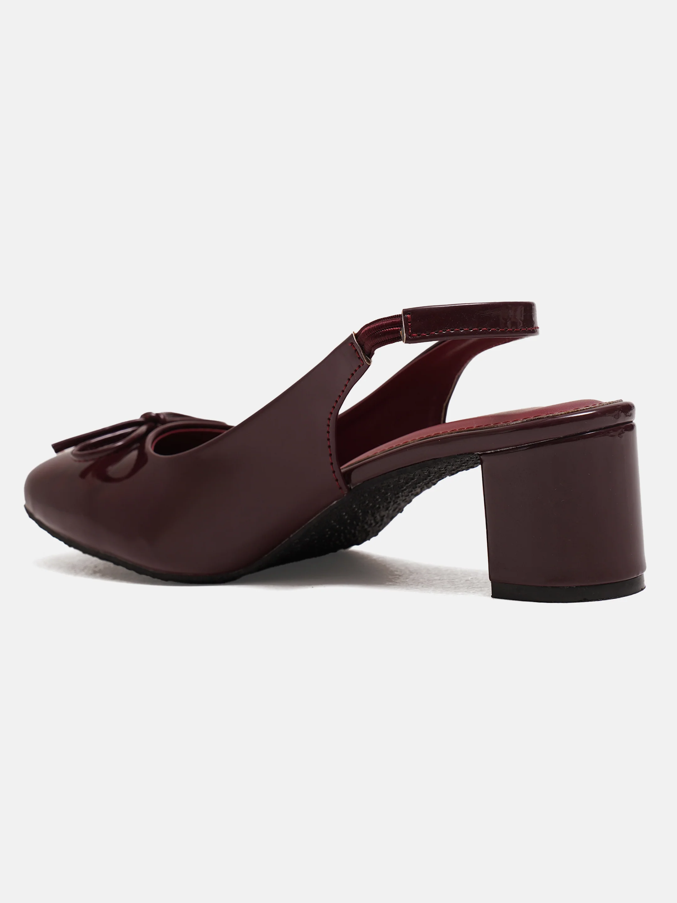 Slingback Glossy Block Heels With Bow - Image 18