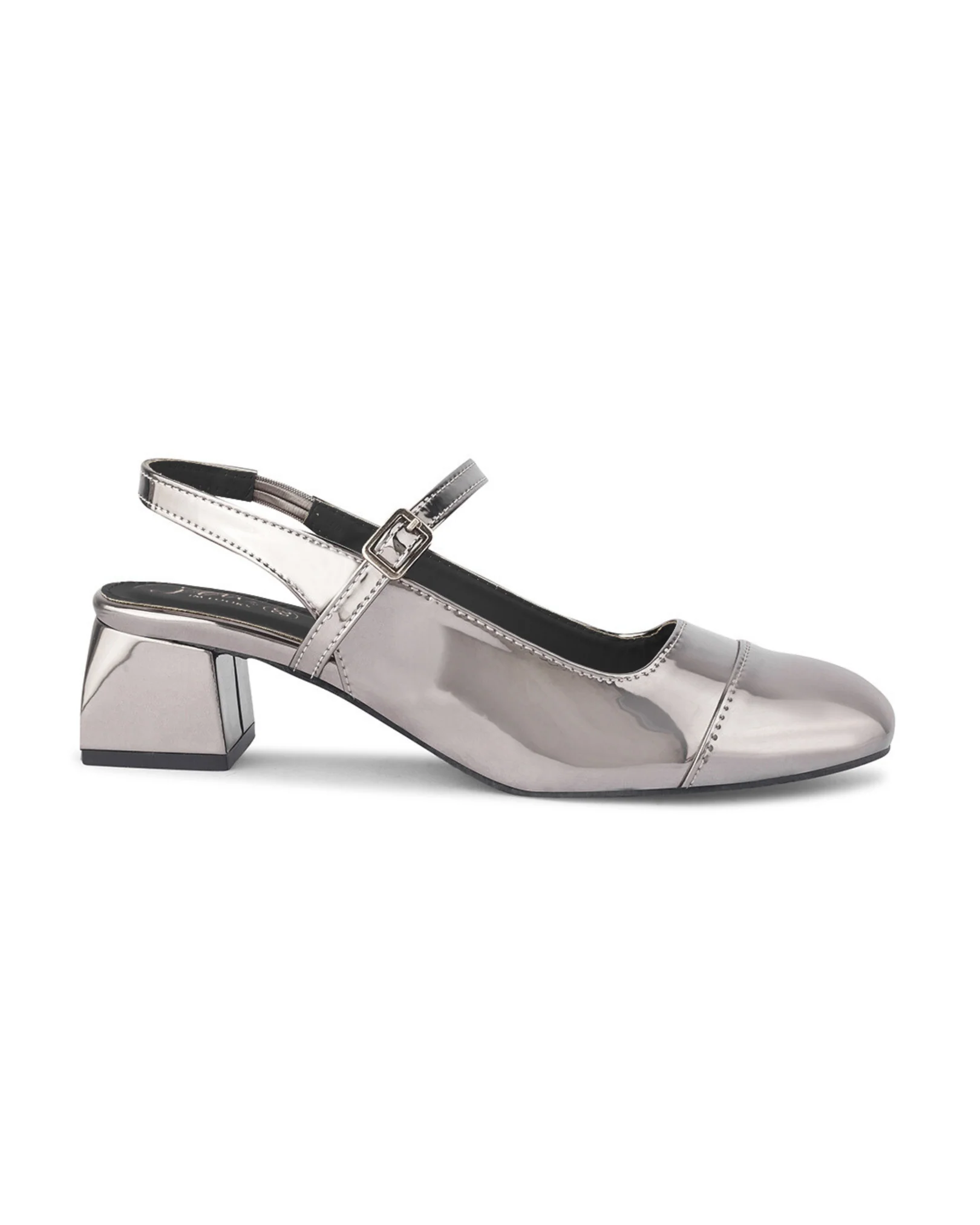 Slingback Glossy Block Heels With Buckle - Image 20