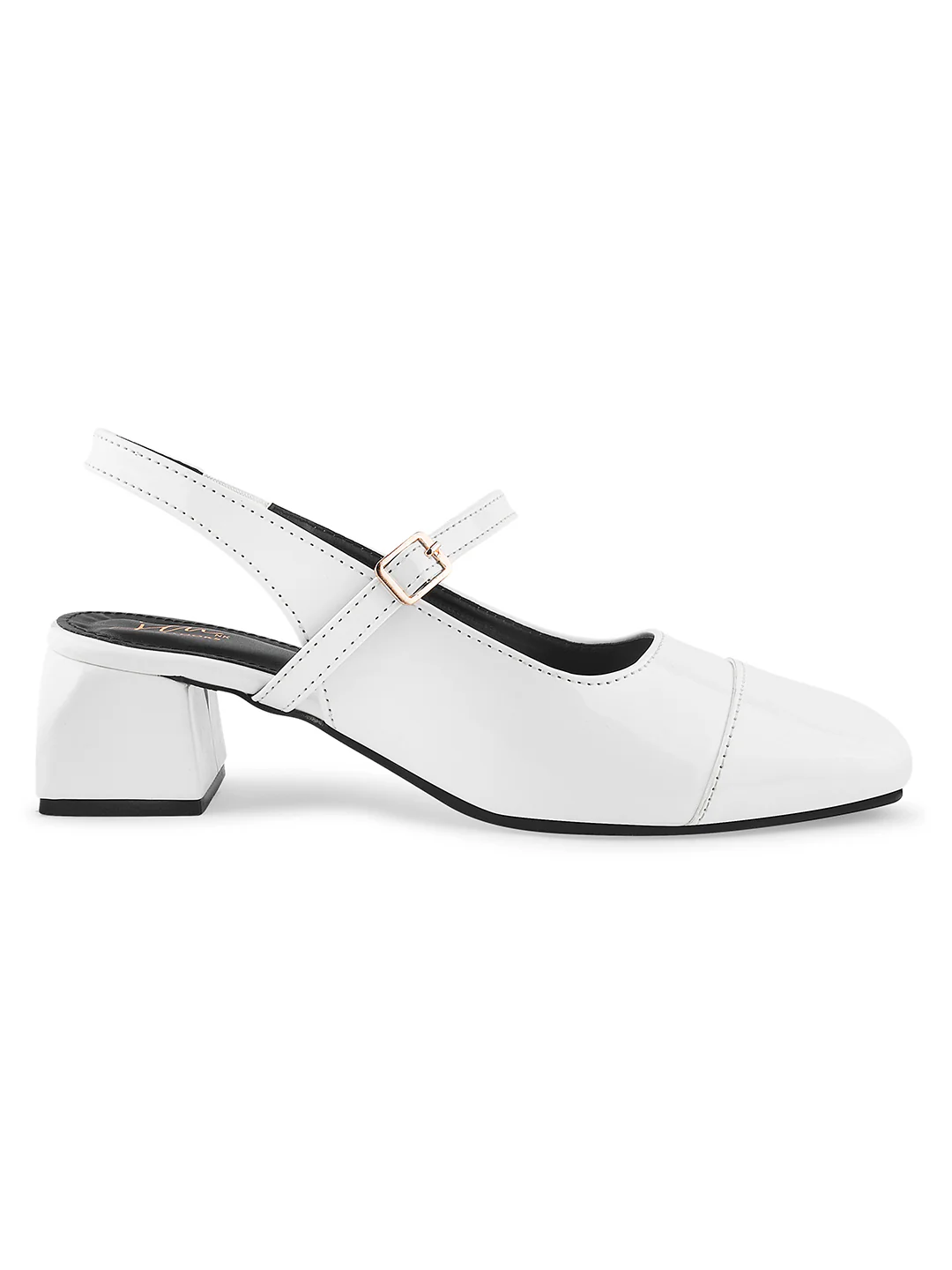 Slingback Glossy Block Heels With Buckle - Image 22