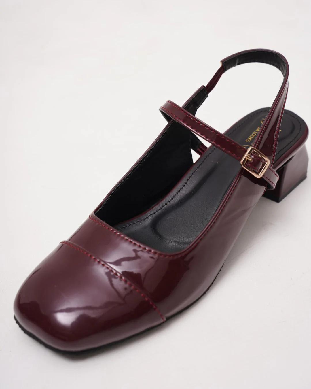 Slingback Glossy Block Heels With Buckle - Image 41