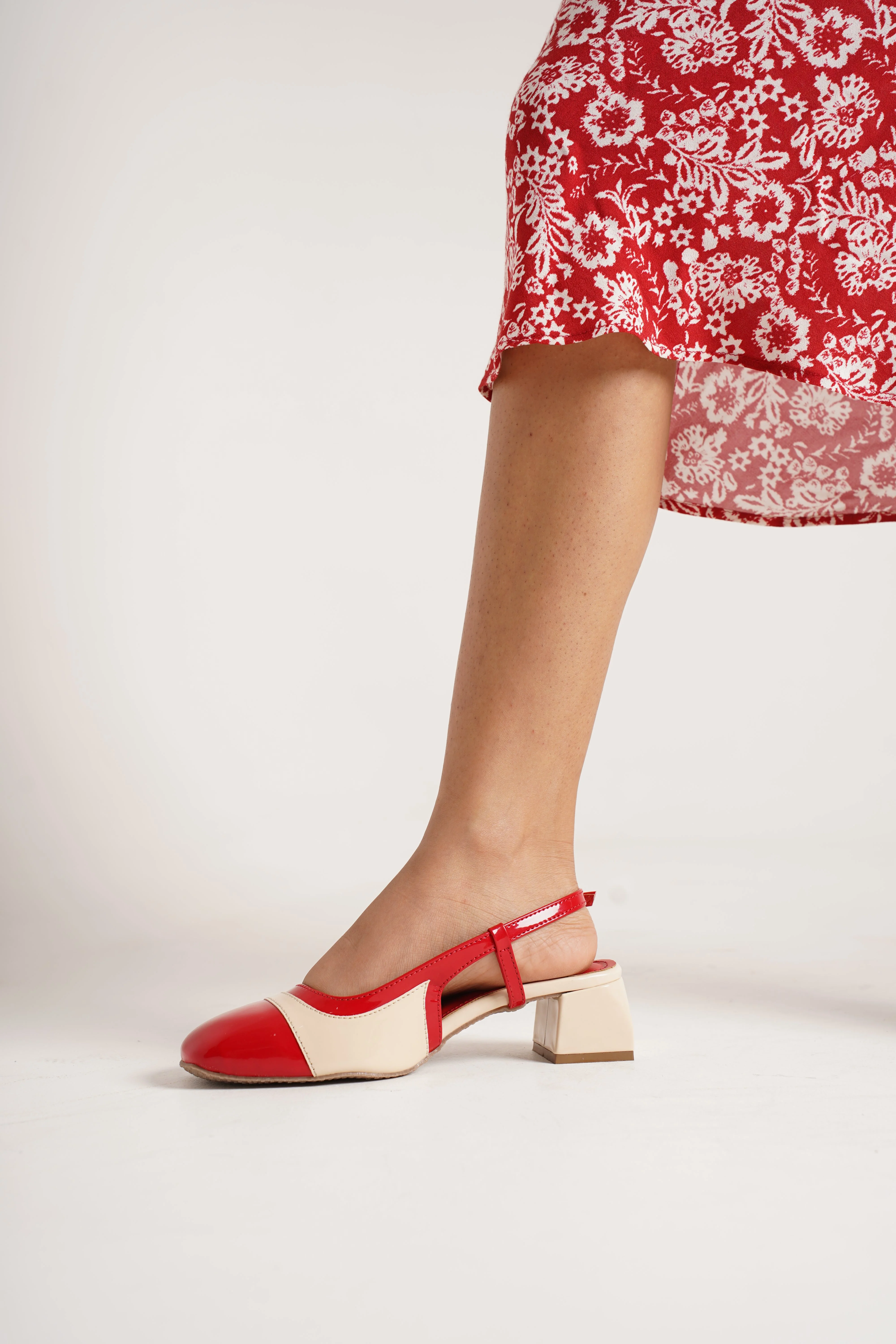 Slingback Glossy Block Heels With Buckle - Image 59