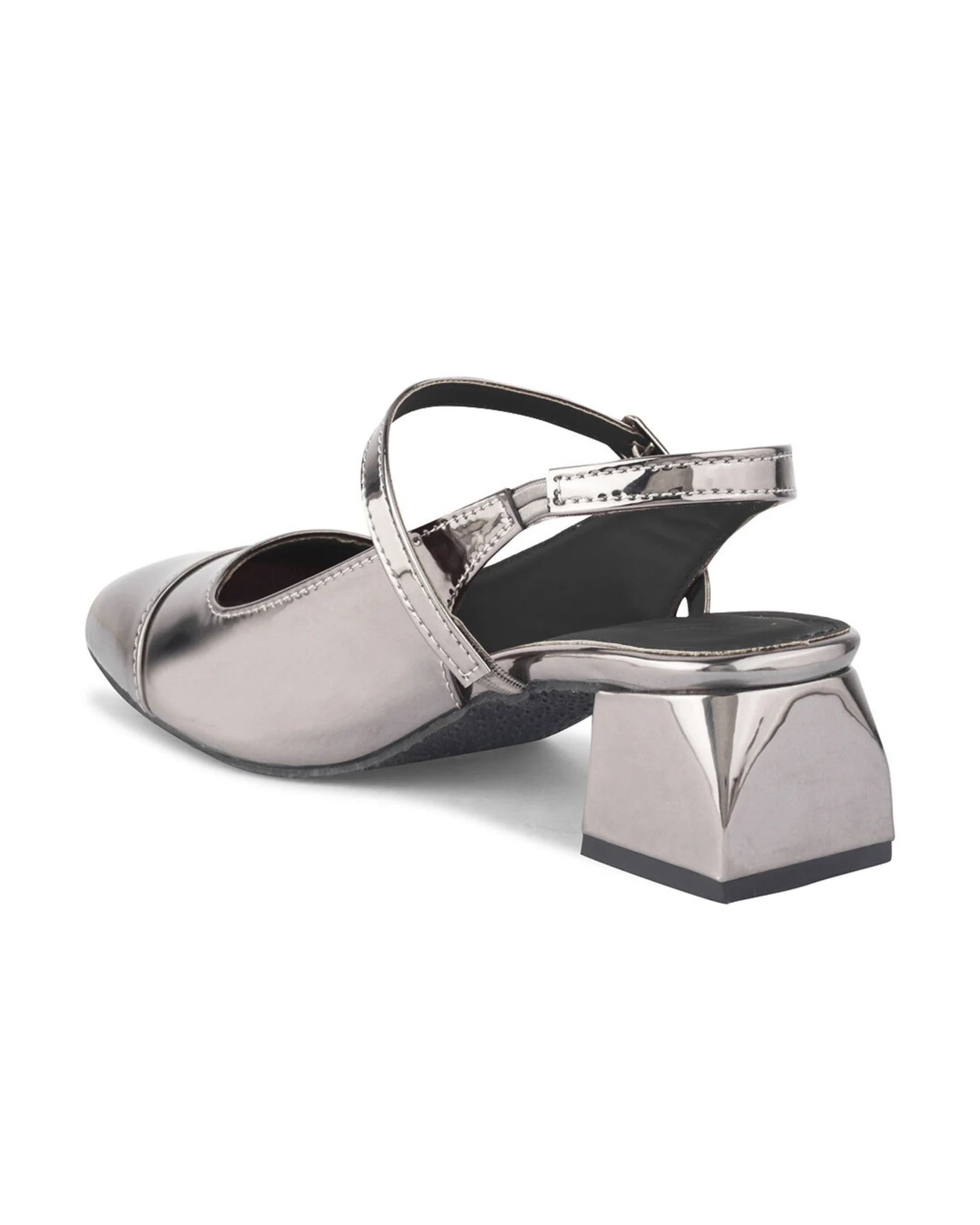 Slingback Glossy Block Heels With Buckle - Image 68