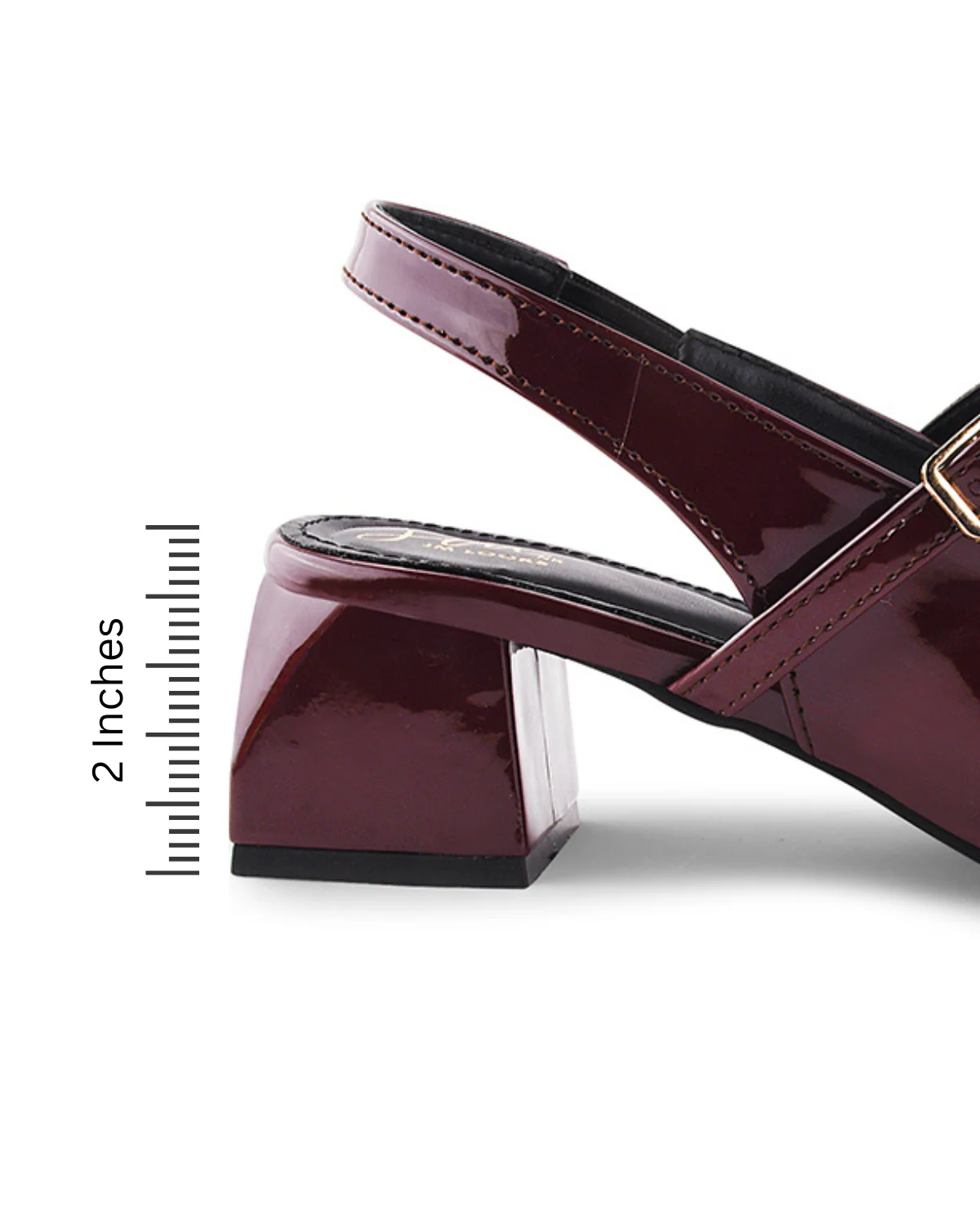 Slingback Glossy Block Heels With Buckle - Image 6