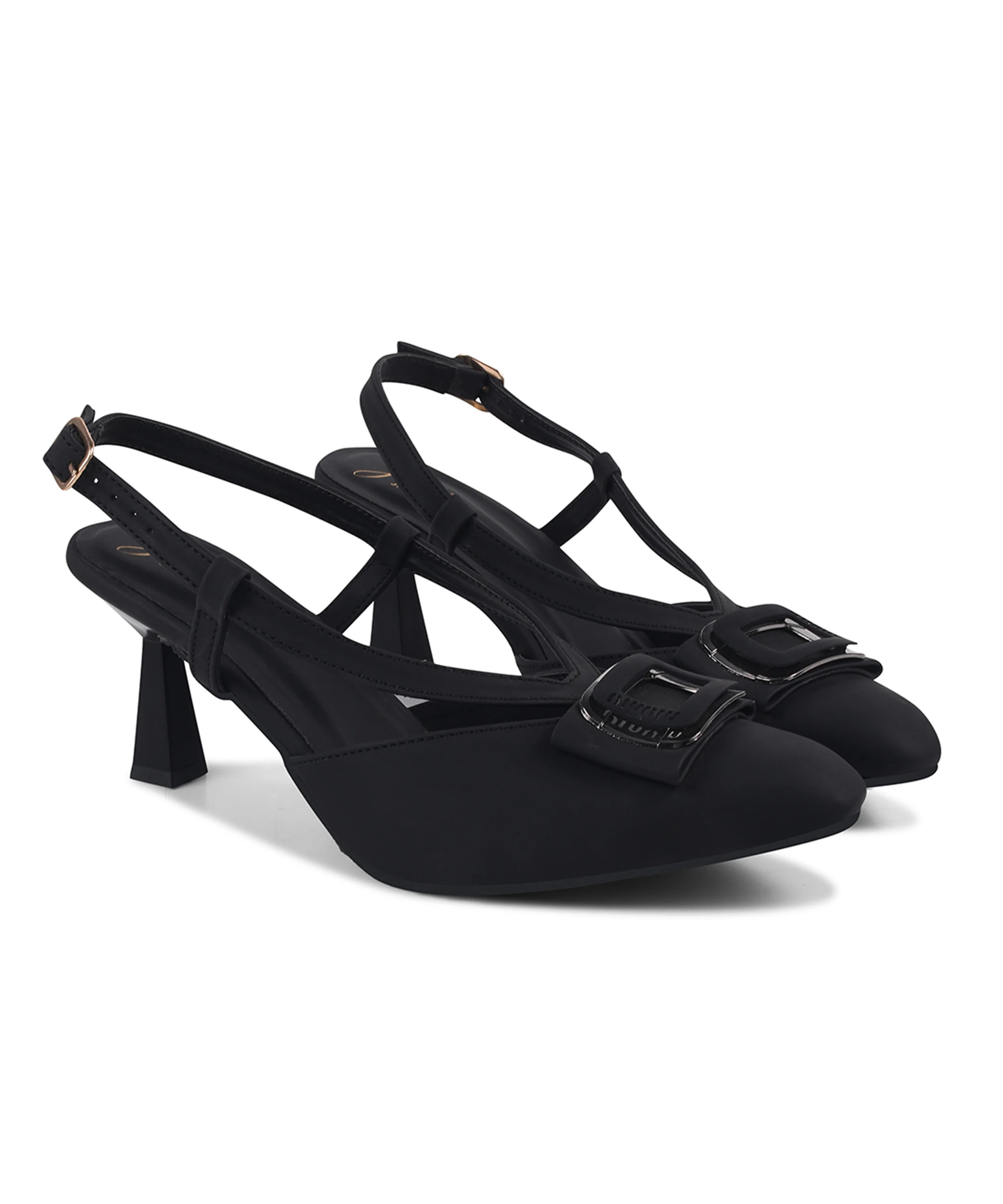 Slingback Heels with Buckle Detail and Flared Heel - Image 13