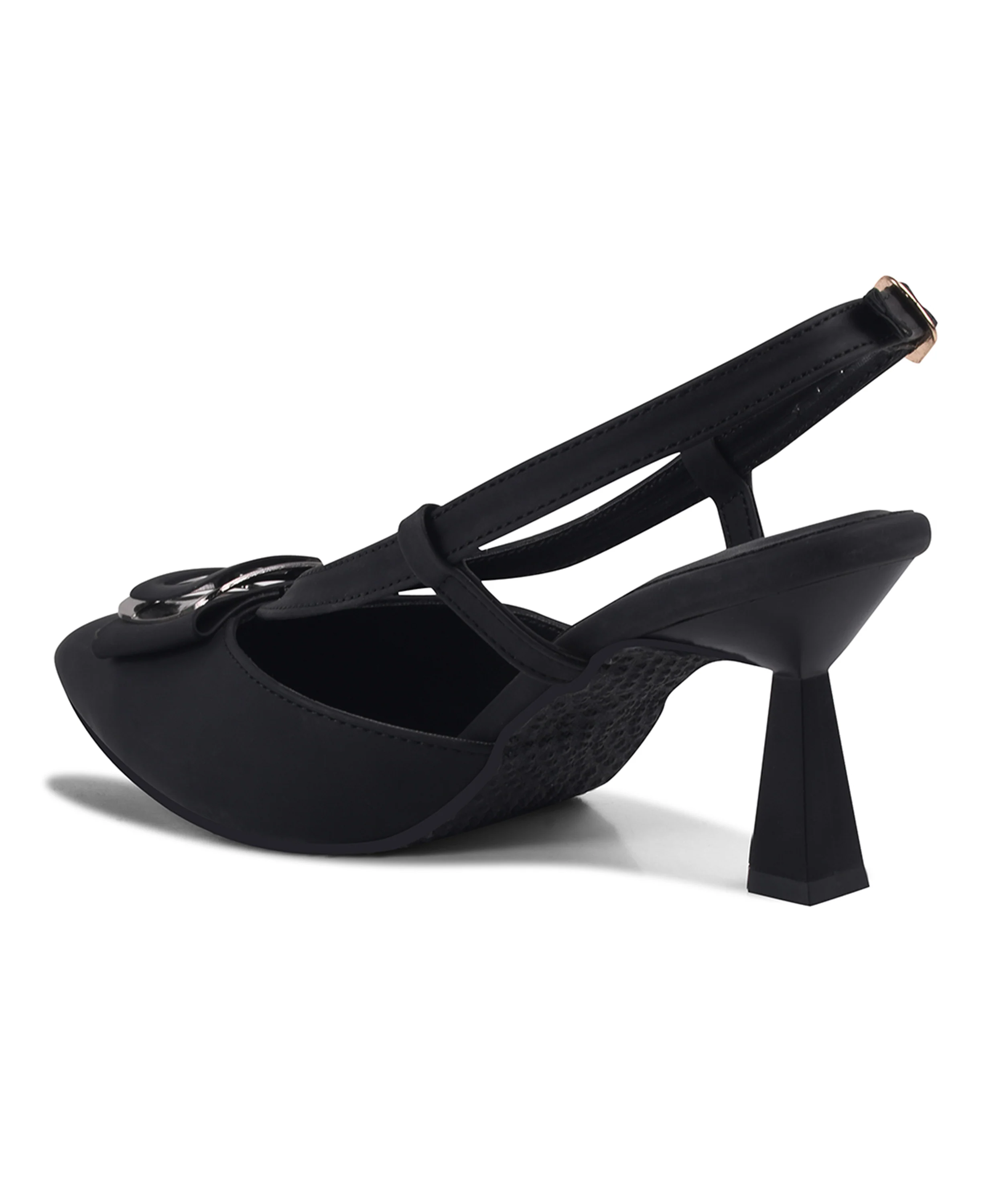 Slingback Heels with Buckle Detail and Flared Heel - Image 14