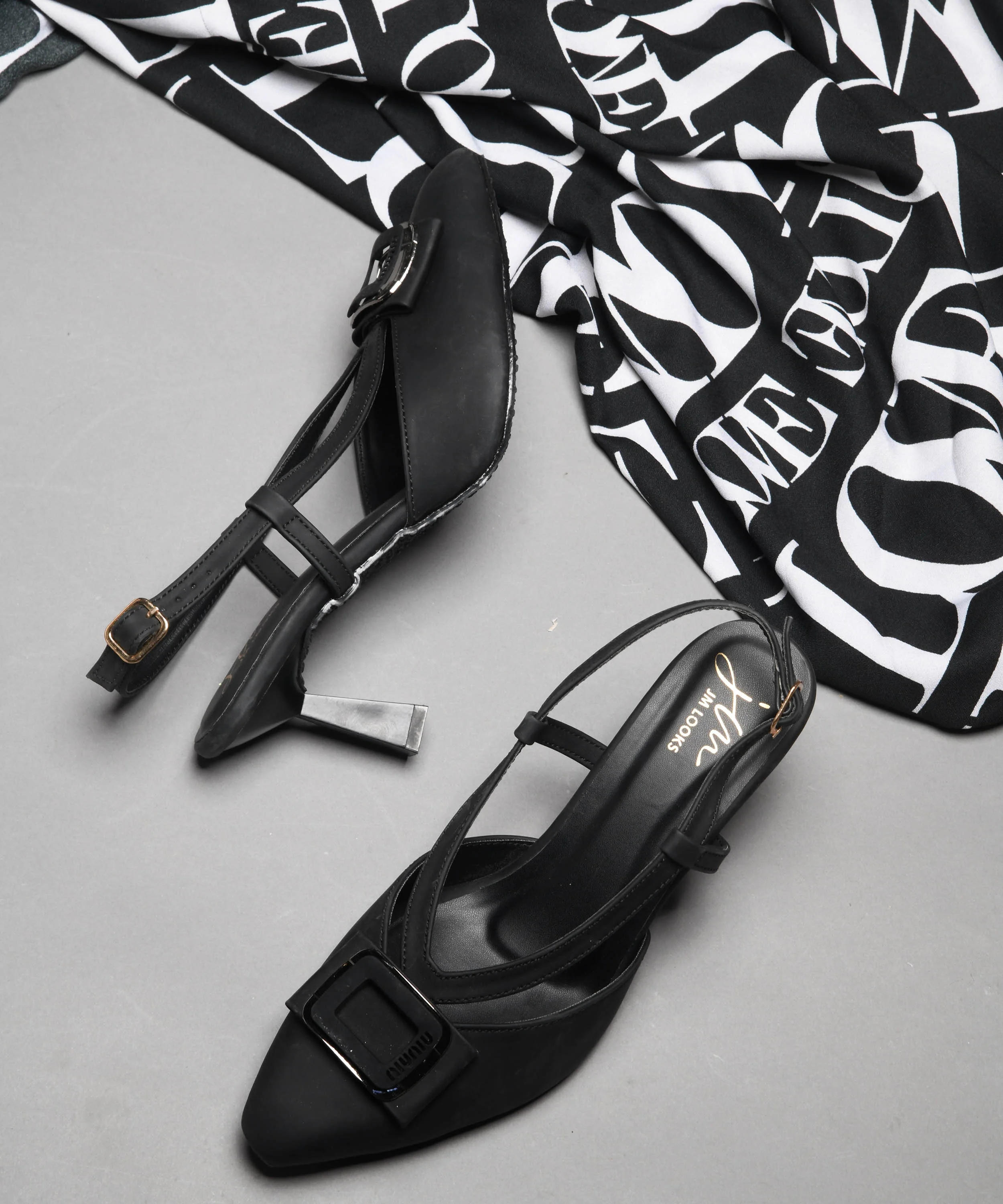 Slingback Heels with Buckle Detail and Flared Heel - Image 4