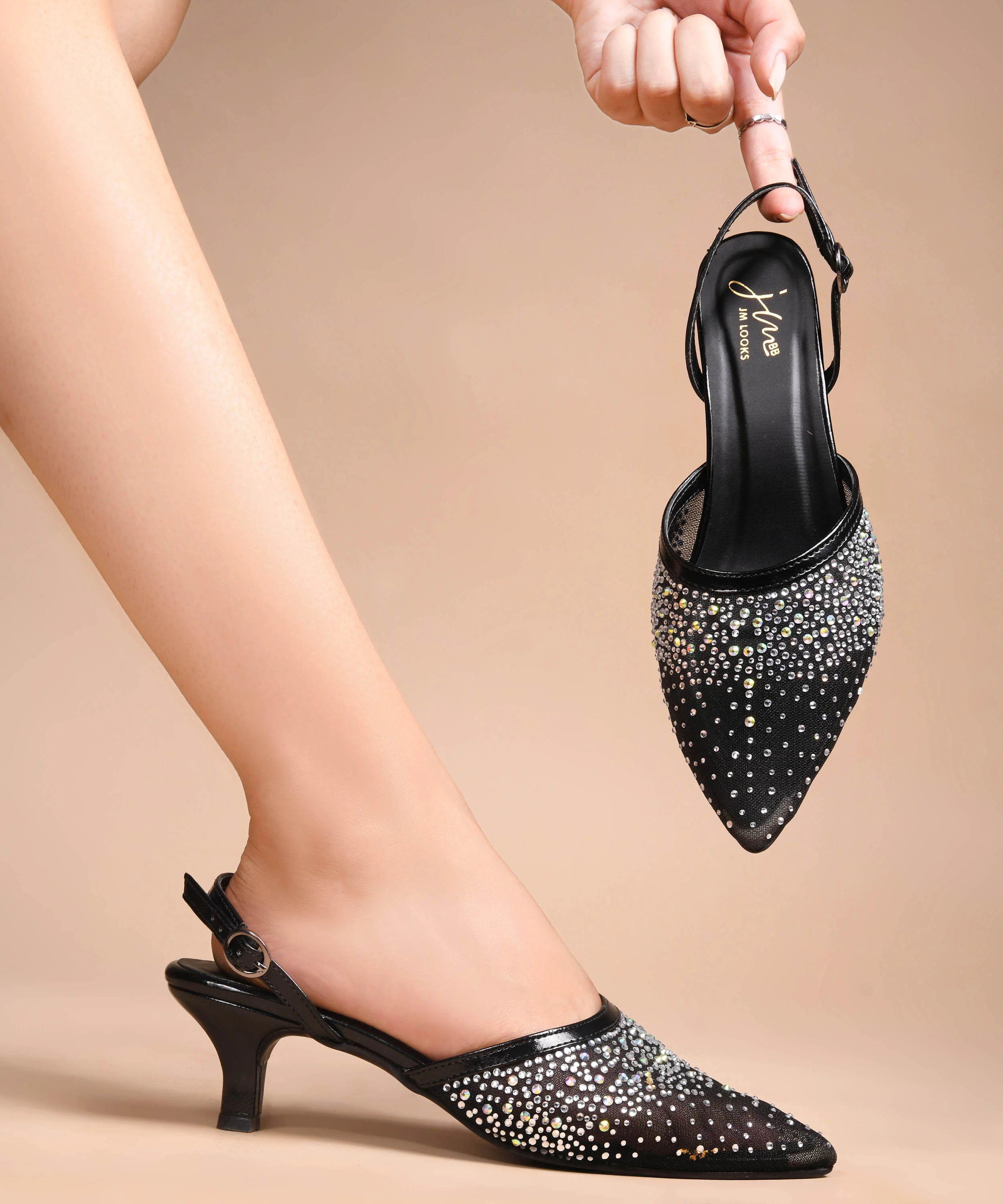 Slingback Heels with Mesh Detailing and Pointed Toe - Image 6