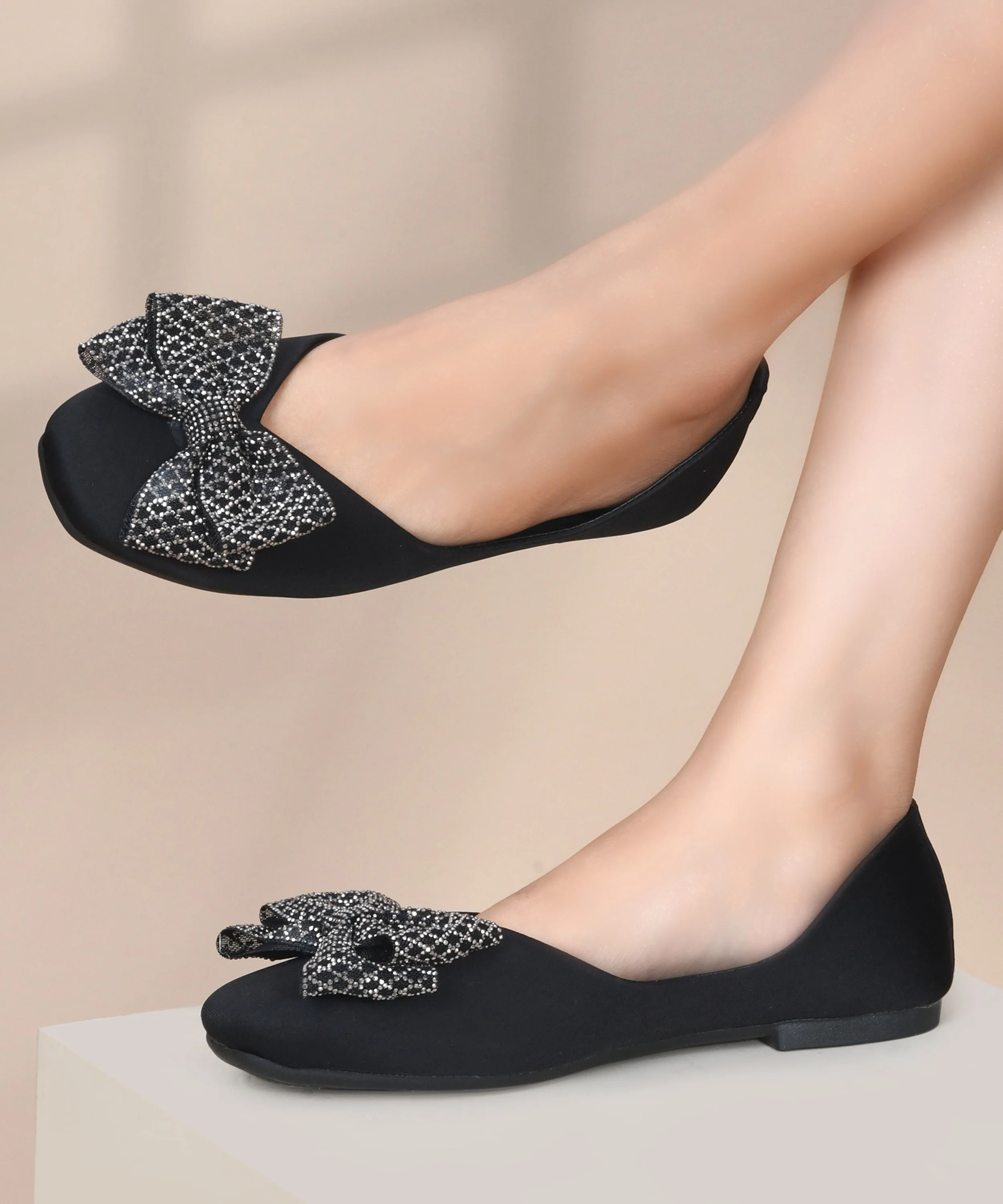 Slip-On Ballerina Flats with Decorative Bow & Soft Footbed - Image 2