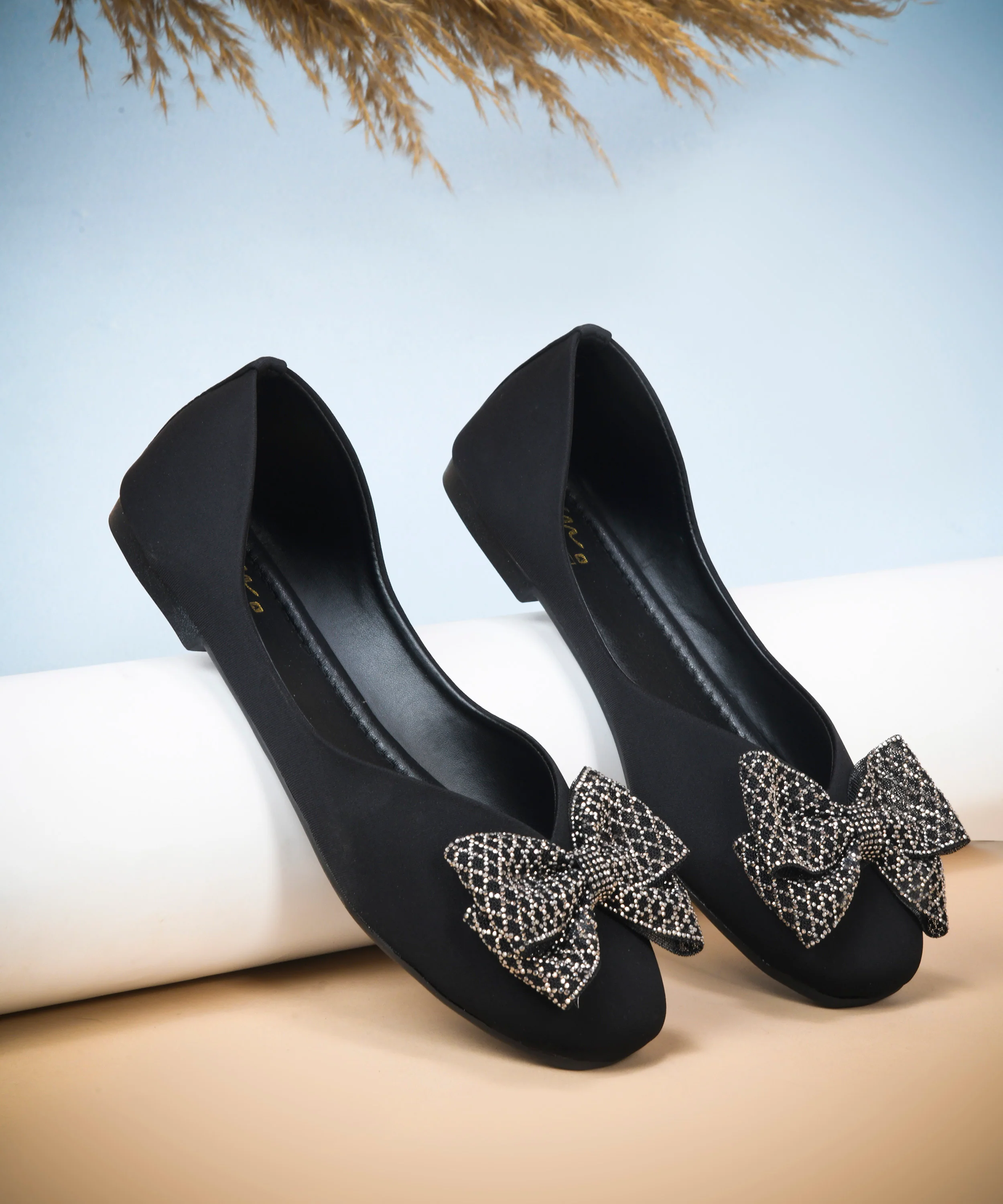 Slip-On Ballerina Flats with Decorative Bow & Soft Footbed - Image 3