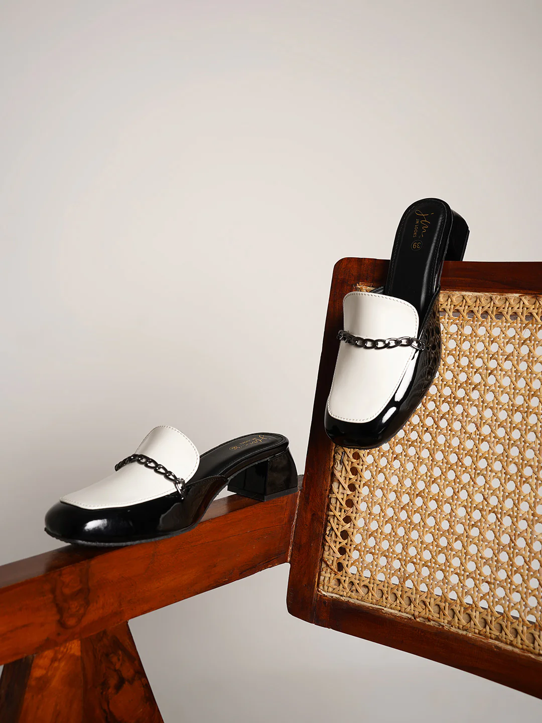 Slip-On Loafers with Chunky Heel and Chain Accent - Image 12