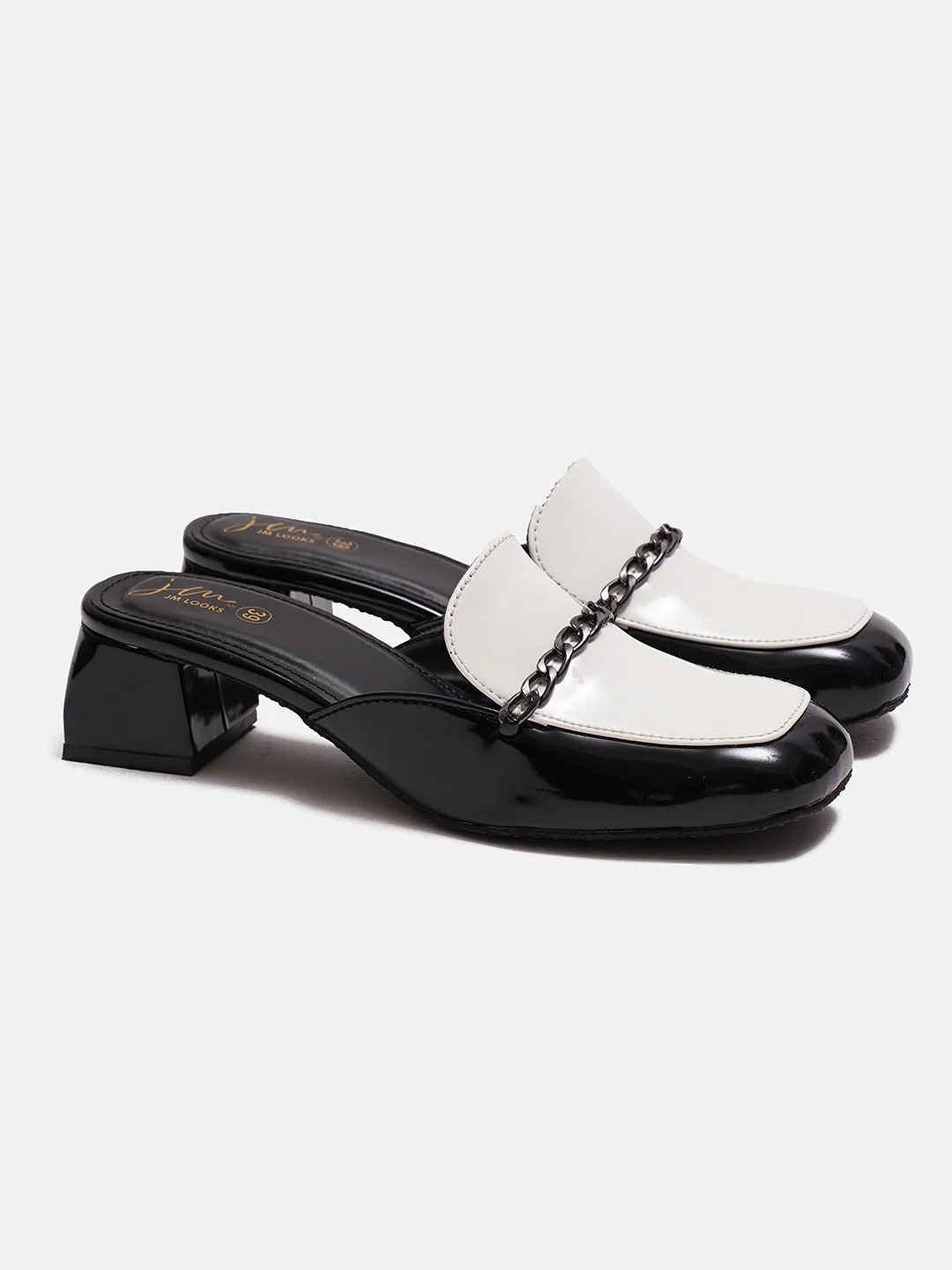 Slip-On Loafers with Chunky Heel and Chain Accent - Image 14
