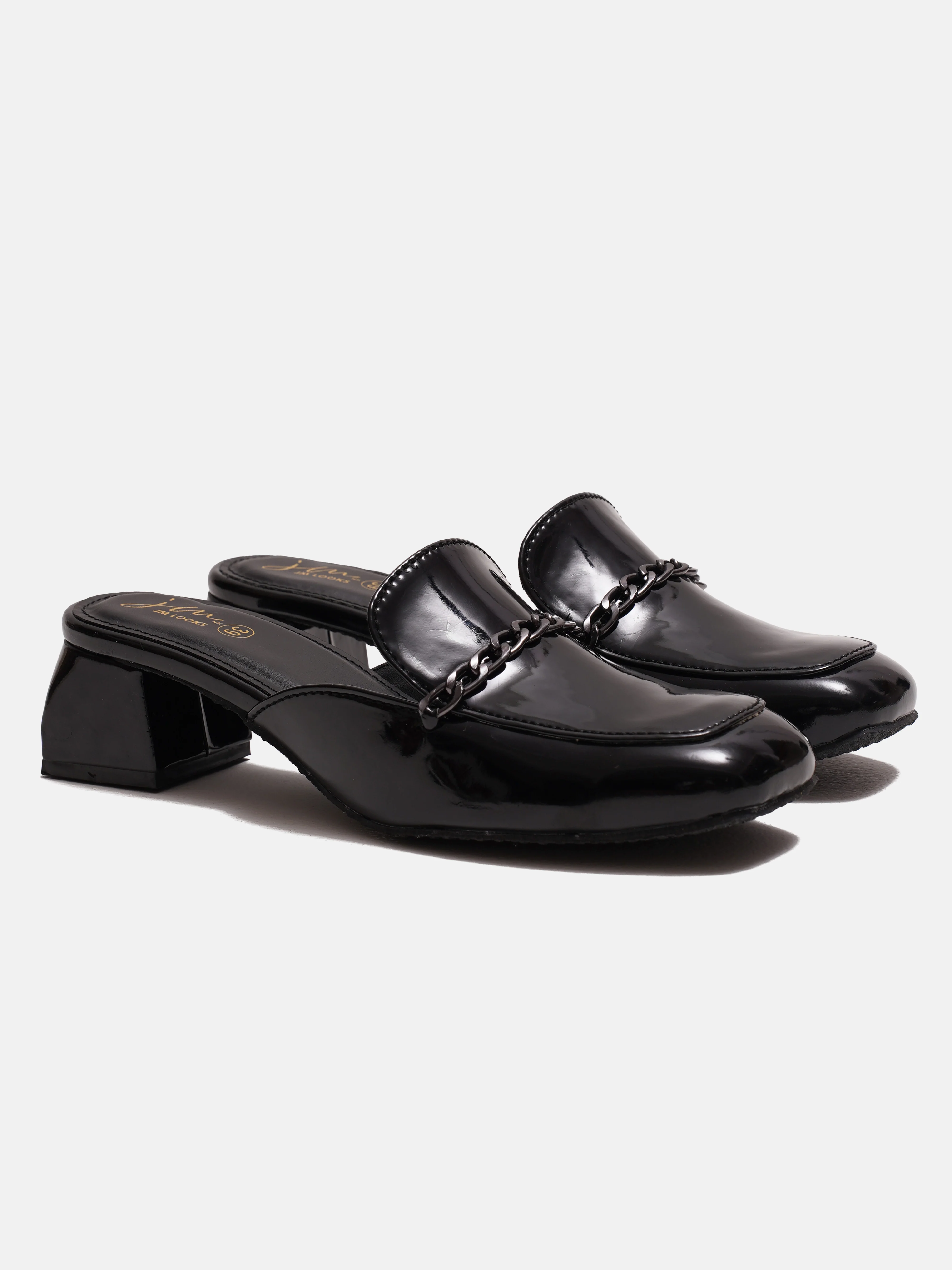 Slip-On Loafers with Chunky Heel and Chain Accent - Image 7