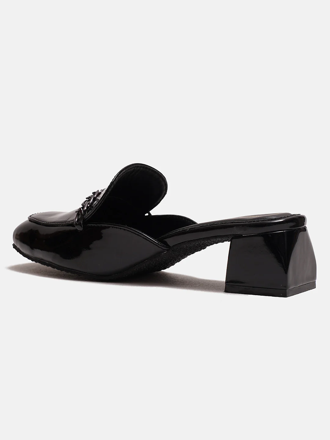 Slip-On Loafers with Chunky Heel and Chain Accent - Image 8