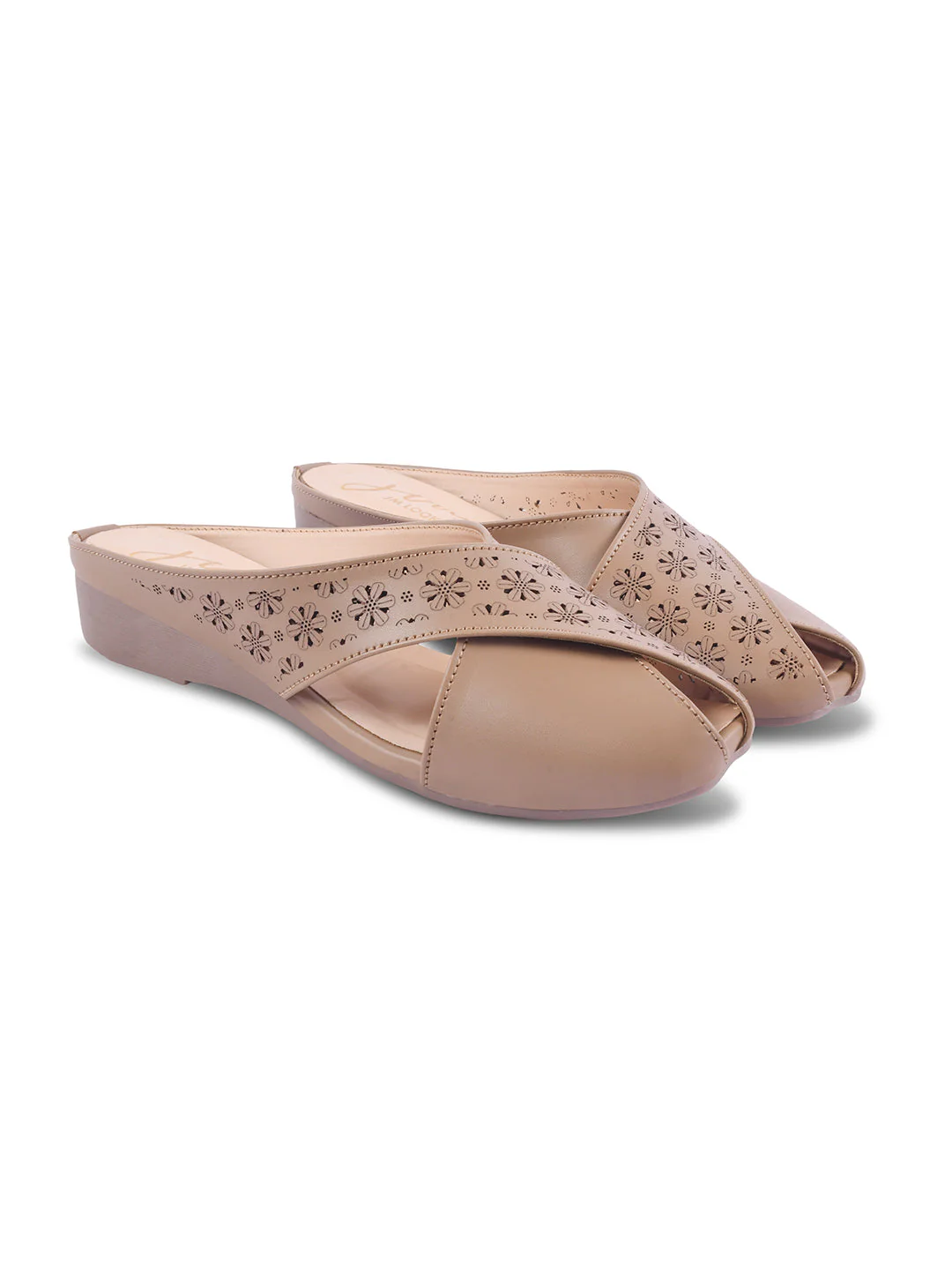 JM Looks Women's Laser-Cut Cross Strap Mules - Image 11