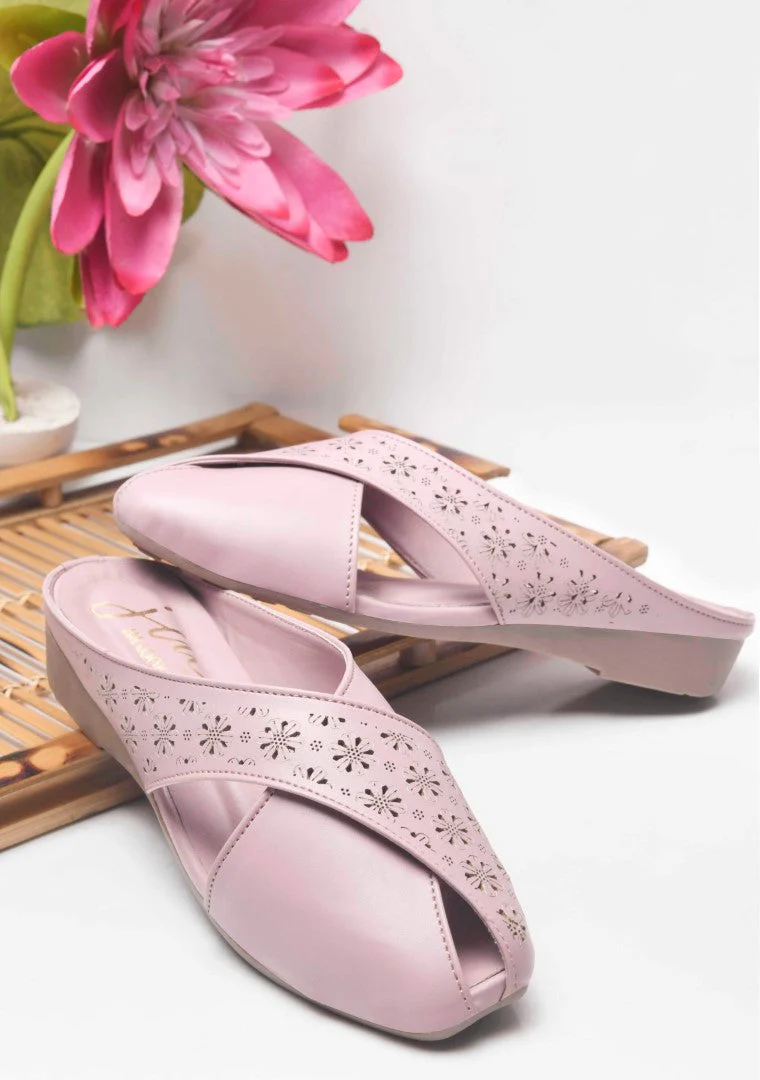 JM Looks Women's Laser-Cut Cross Strap Mules - Image 13