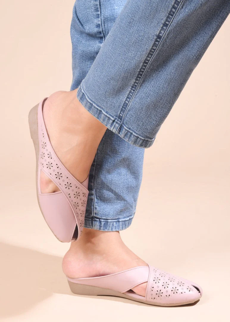 JM Looks Women's Laser-Cut Cross Strap Mules - Image 14