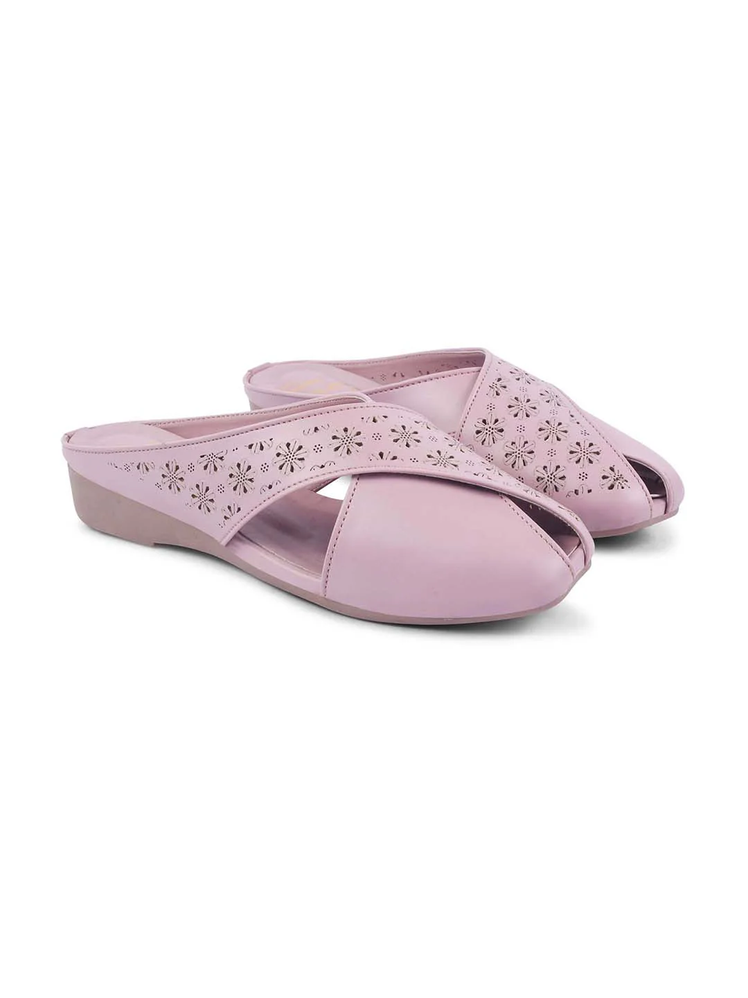 JM Looks Women's Laser-Cut Cross Strap Mules - Image 17