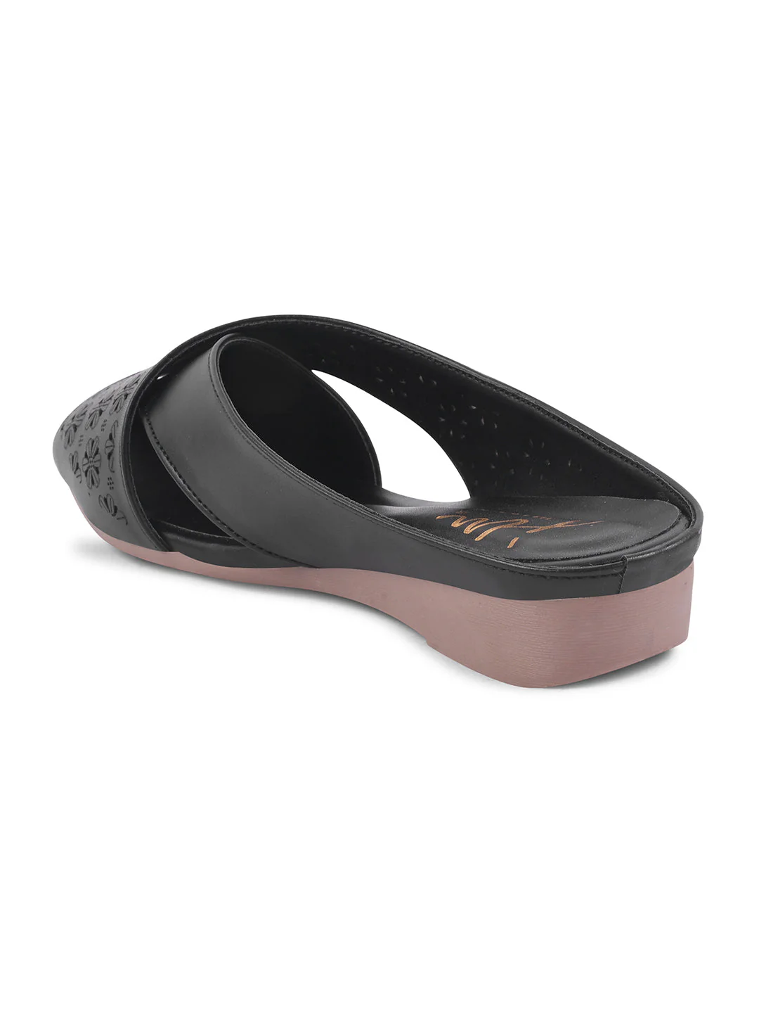 JM Looks Women's Laser-Cut Cross Strap Mules - Image 6