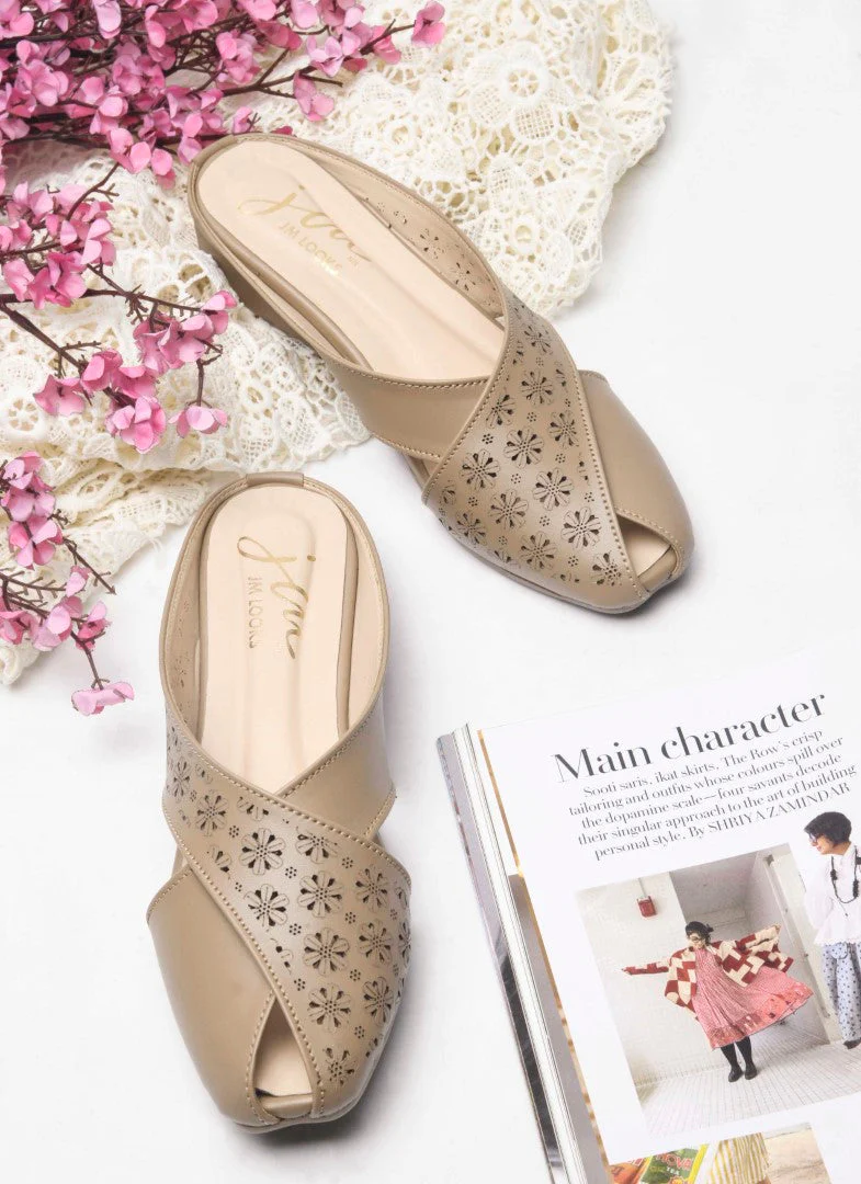 JM Looks Women's Laser-Cut Cross Strap Mules - Image 7