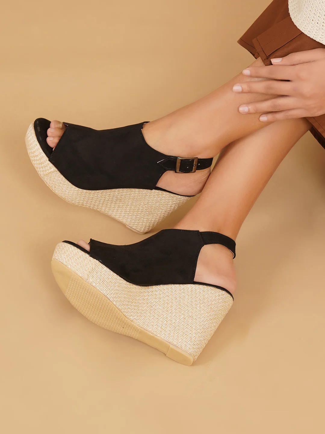 Slip-On Style Wedge Sandals with Buckle Closure and Comfort Fit - Image 3